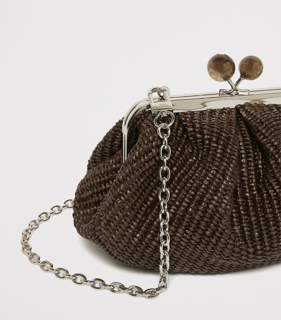 Weekend Max Mara Small Woven Pasticcino Clutch Bag Dark Brown Image 4