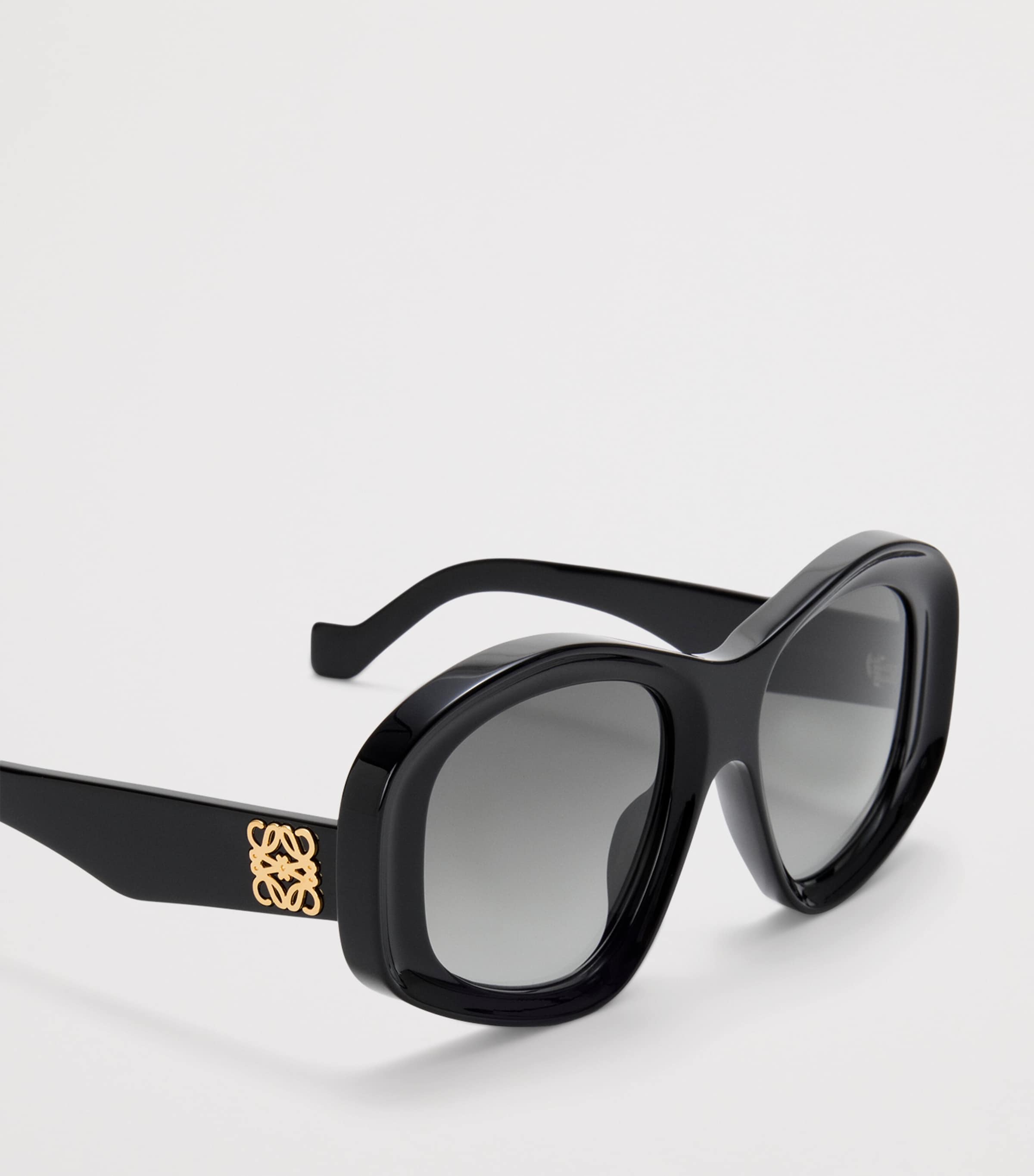 Acetate Pentagon Bevelled Sunglasses BLACK Image 4