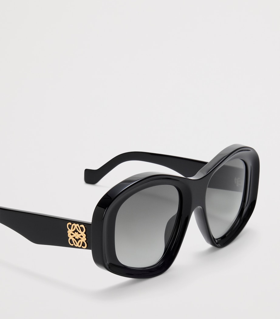 Acetate Pentagon Bevelled Sunglasses BLACK Image 4