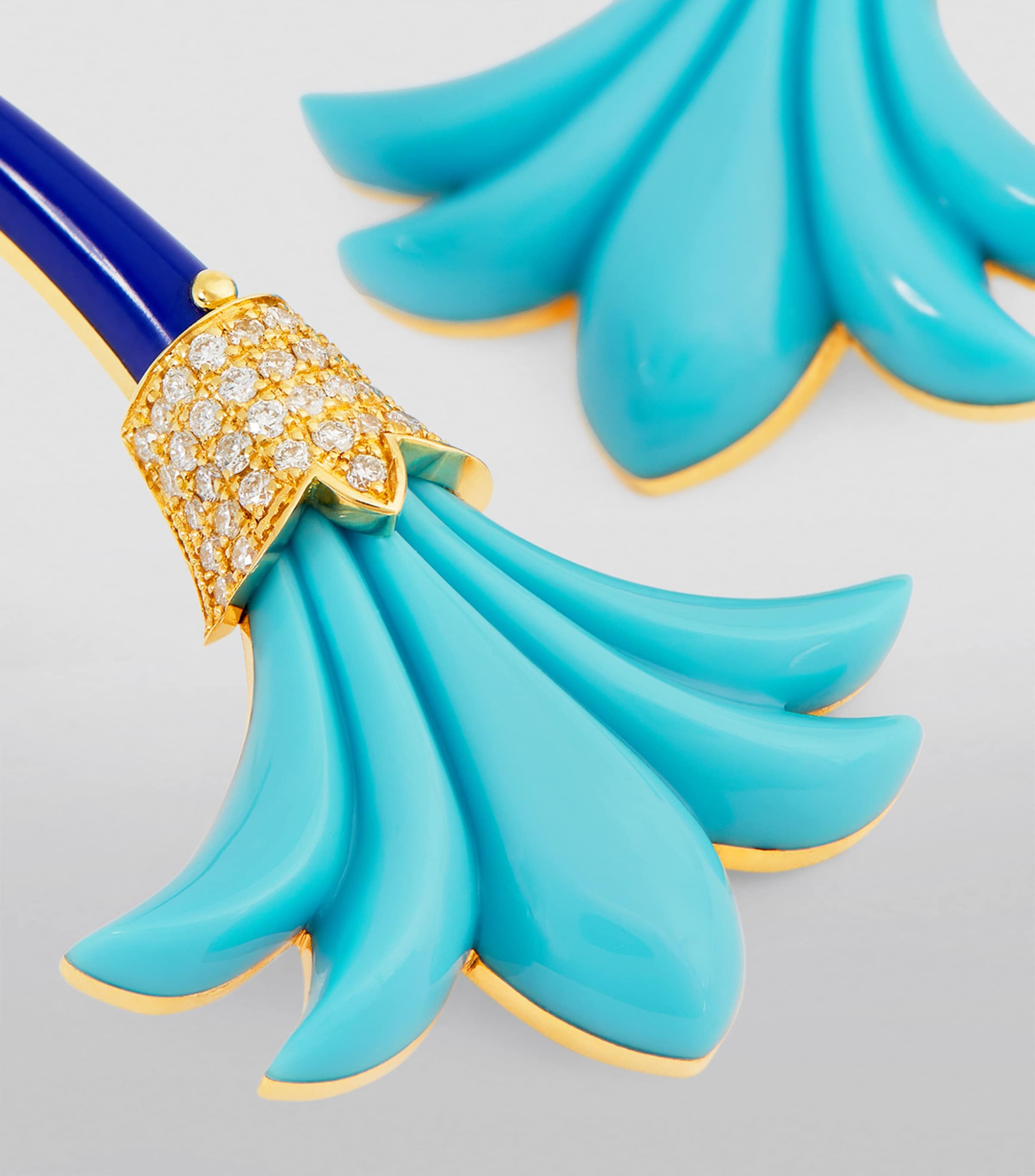 L'ATELIER NAWBAR Yellow Gold, Diamond, Turquoise and Lapis Psychedeliah Earrings Turquoise Image 6