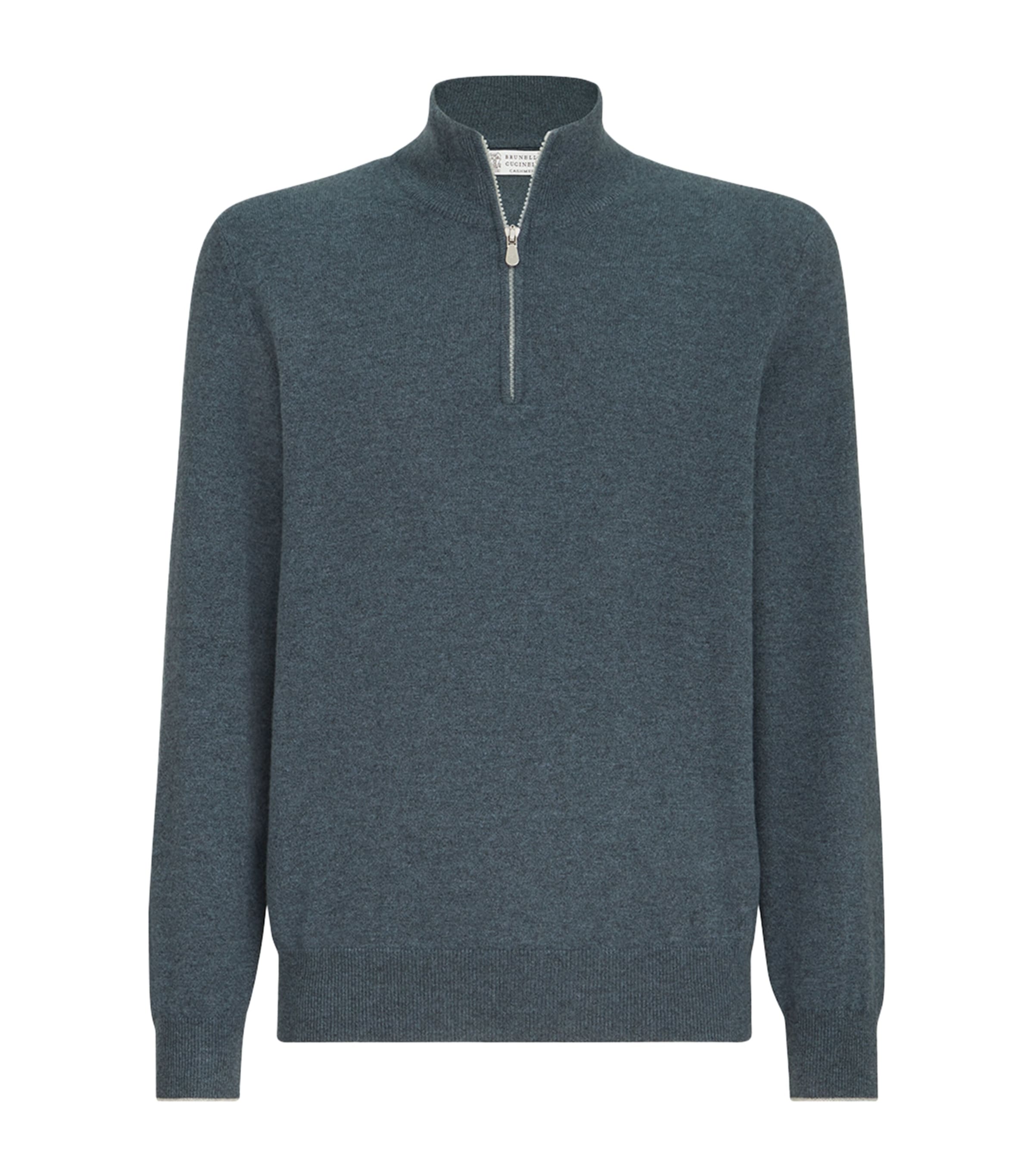 Brunello Cucinelli Mens Cashmere Quarter-Zip Sweater Image 1