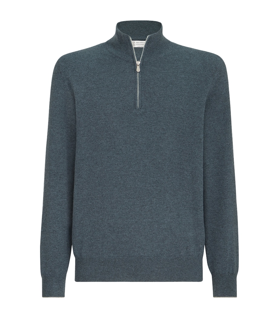 Brunello Cucinelli Mens Cashmere Quarter-Zip Sweater Image 1