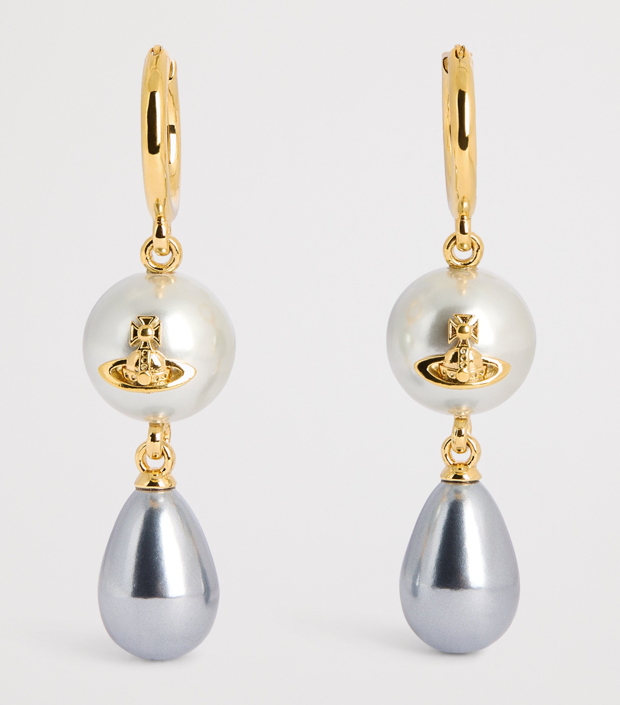 Faux Pearl Martha Drop Earrings R961 GLD/GREY PRL Image 3