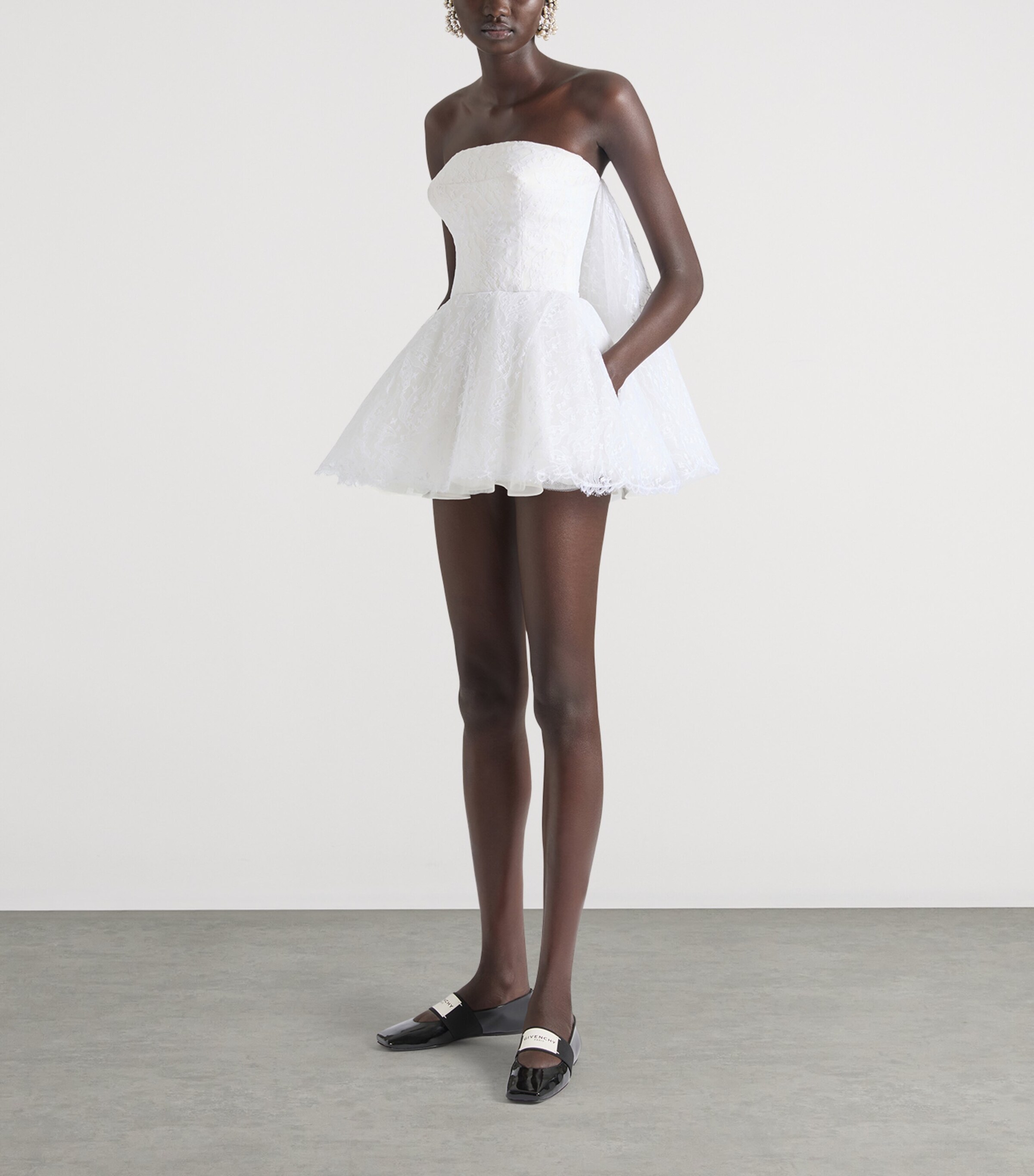 Leather Squared Toe Ballet Flats BLACK Image 2