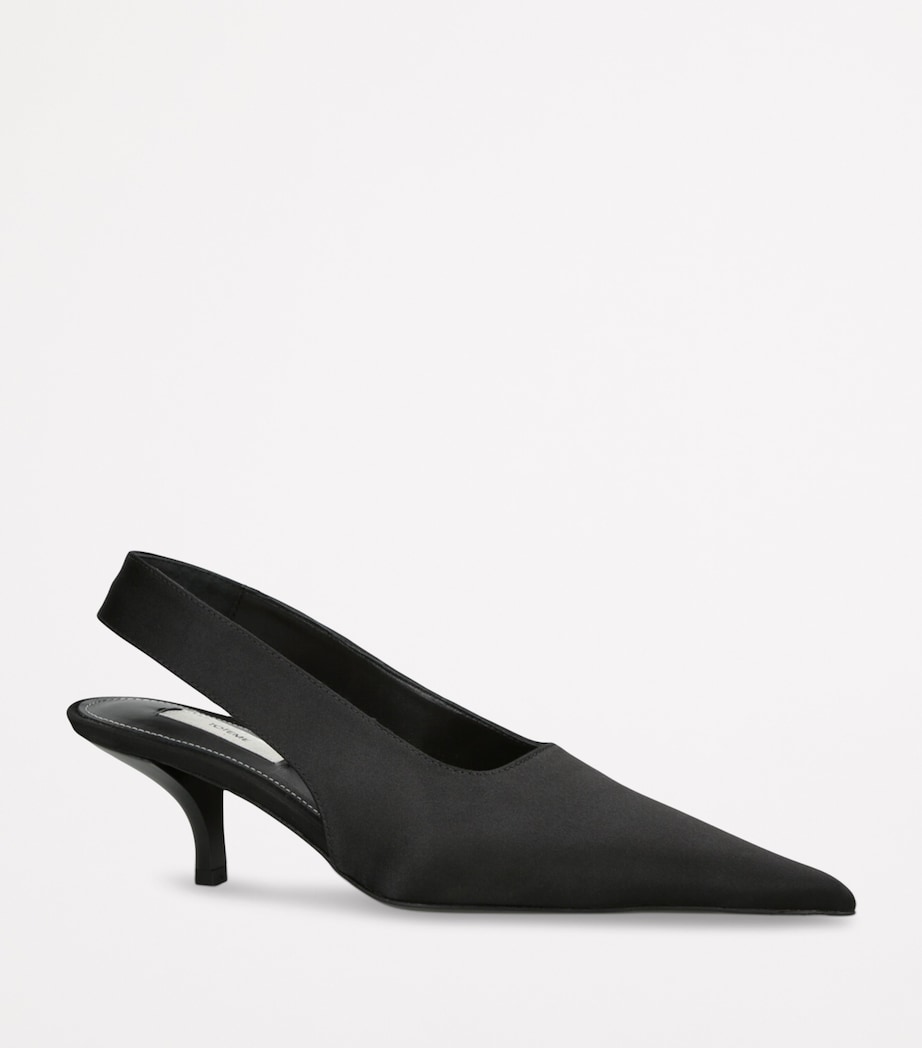 Satin Classic Slingback Pumps 55 BLACK Image 4