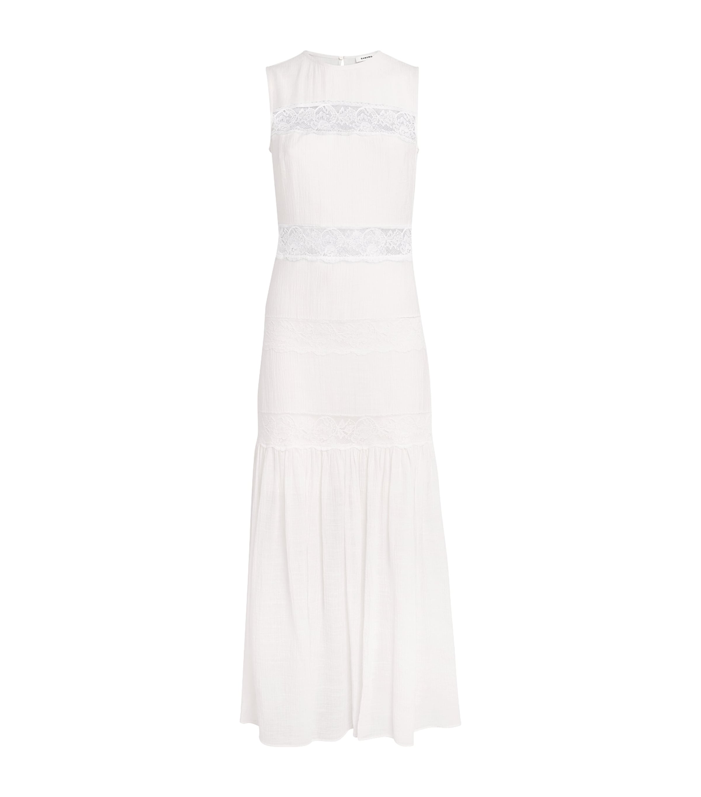 Sandro Paris Womens Crepon Maxi Dress White Image 1