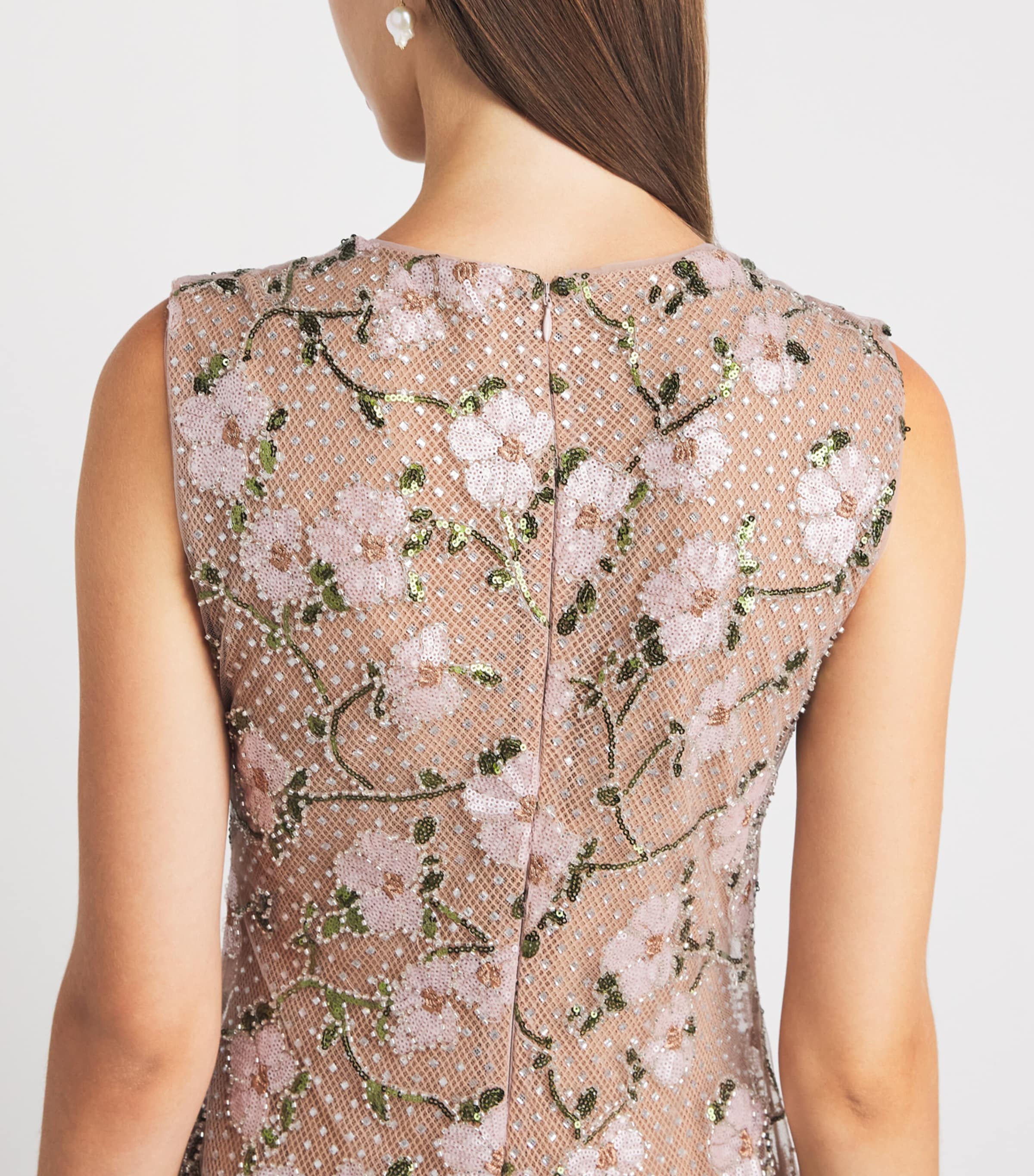 Self-Portrait Womens Sequin-Embellished Rhinestone Maxi Dress Pink Image 3