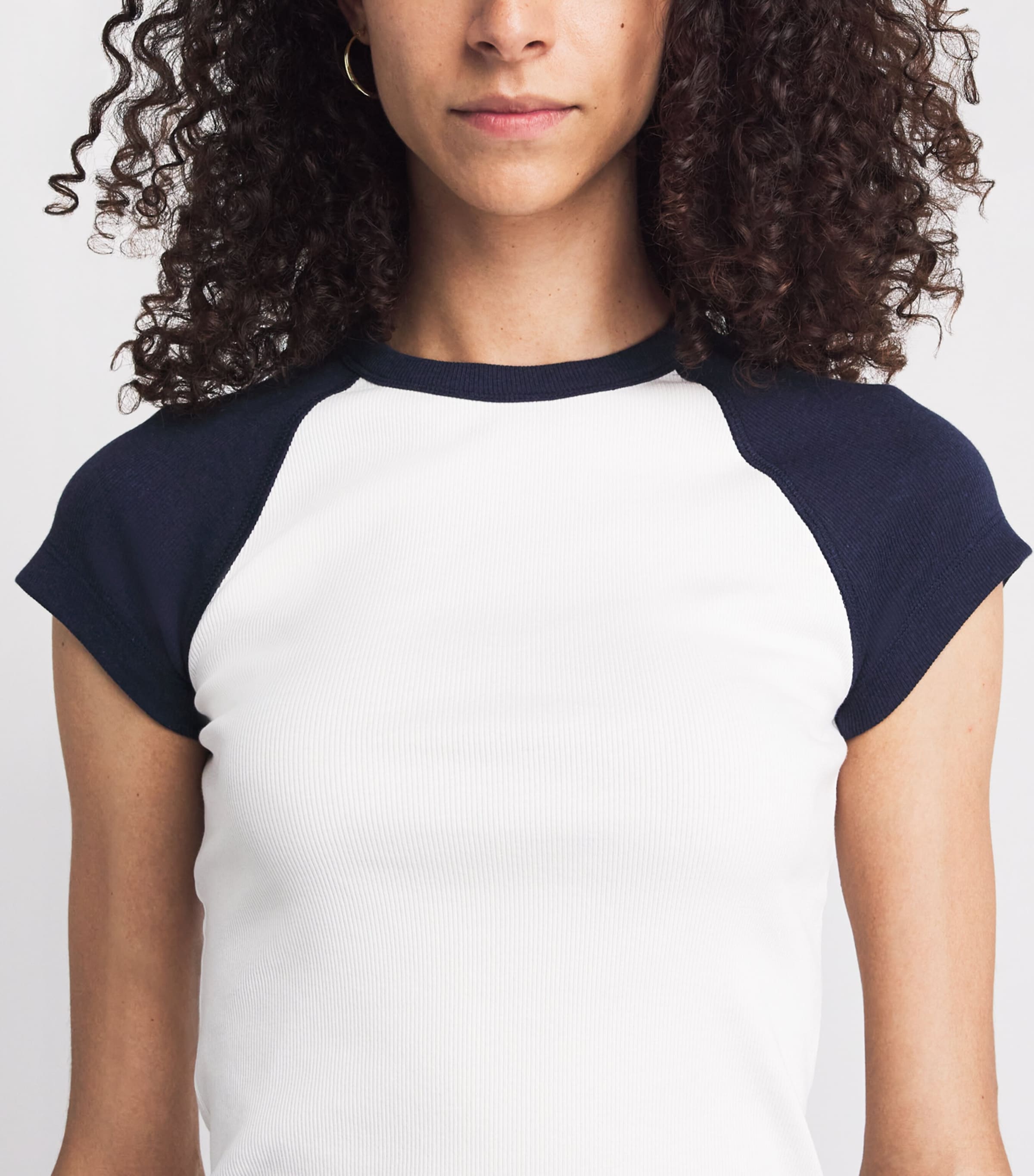 ME+EM Womens Ultimate Raglan T-Shirt Light Cream/navy Image 3