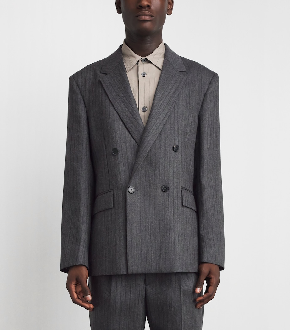 FRAME Mens Wool Twill Pinstripe Blazer Gyst Grey Stripe Image 4
