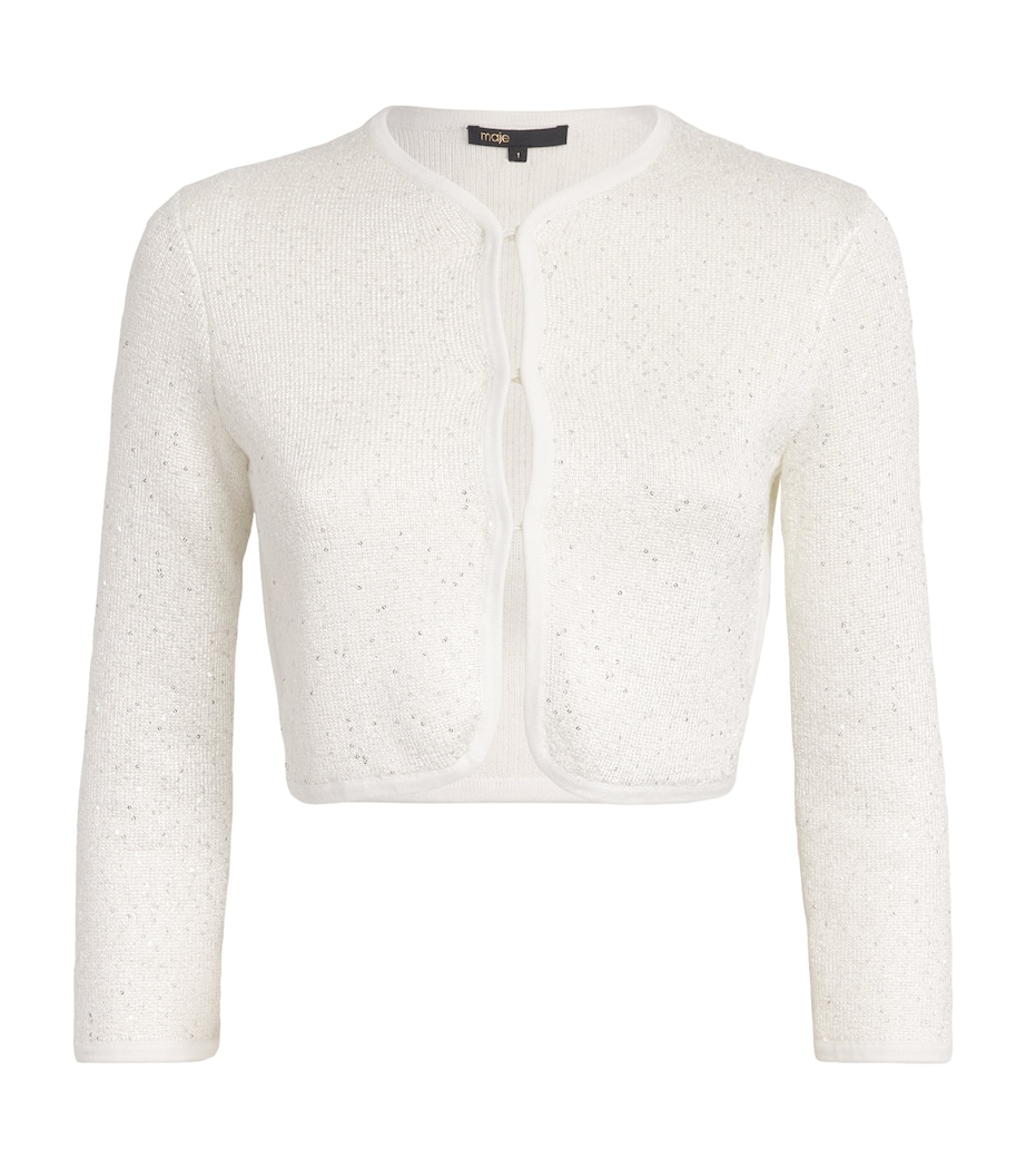 Knitted Sequinned Cardigan WHITE Image 1