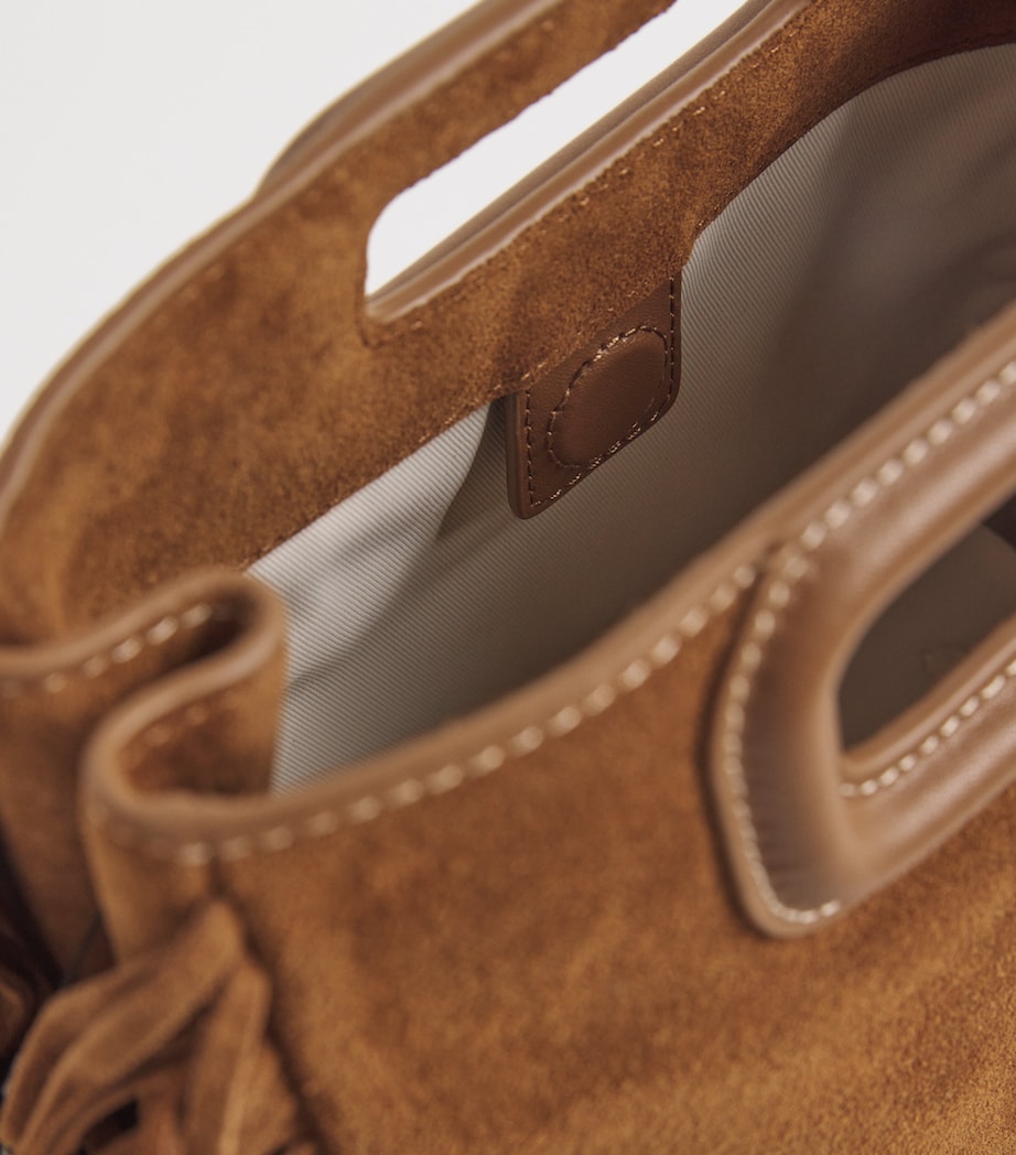 Suede Fringed M Top-Handle Bag BROWN Image 4
