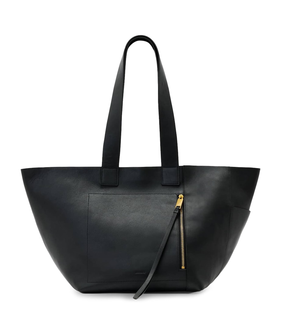 AllSaints Leather Alba East West Tote Bag Black Image 1