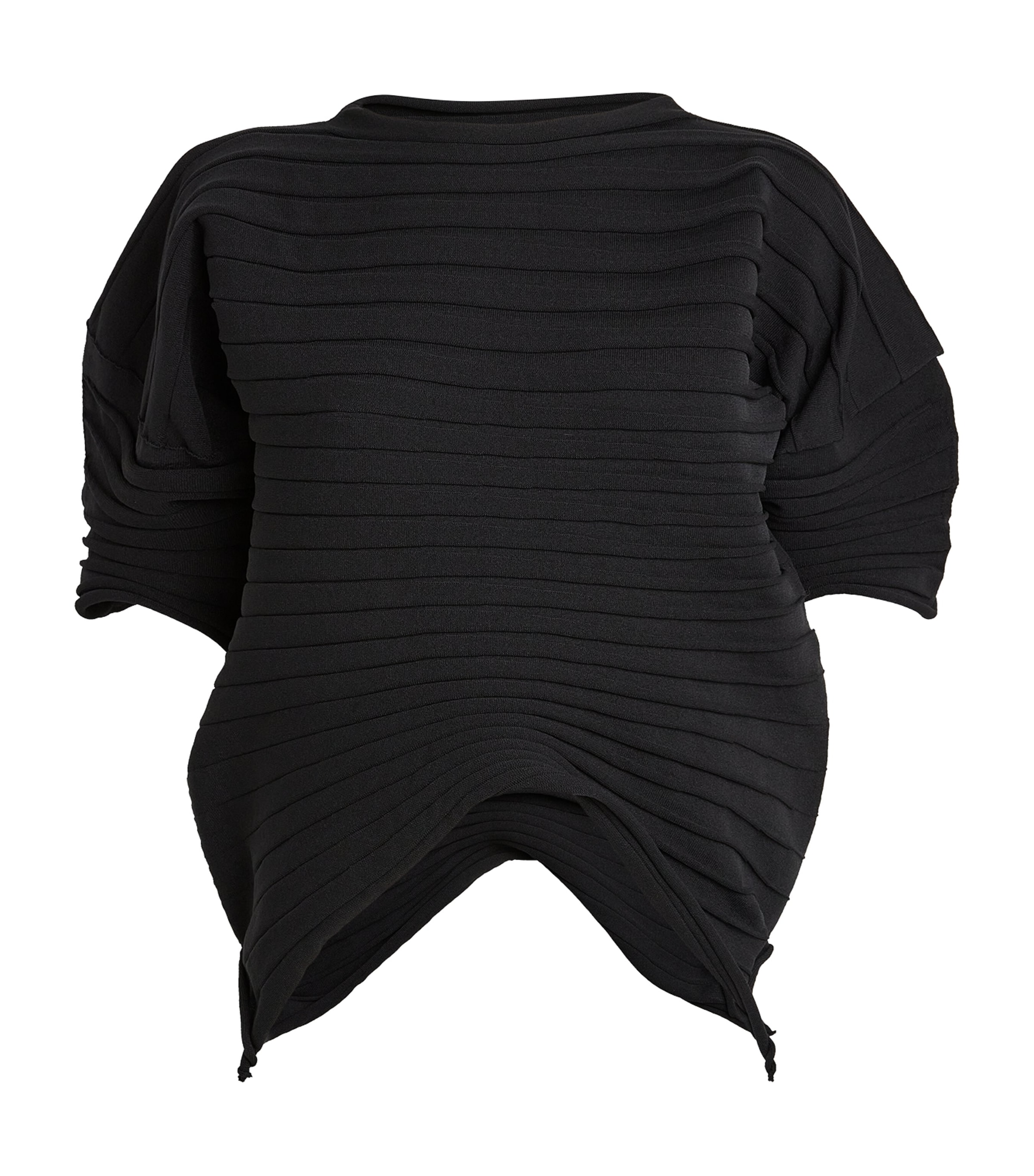 Issey Miyake Chili Knit Blouse In Black