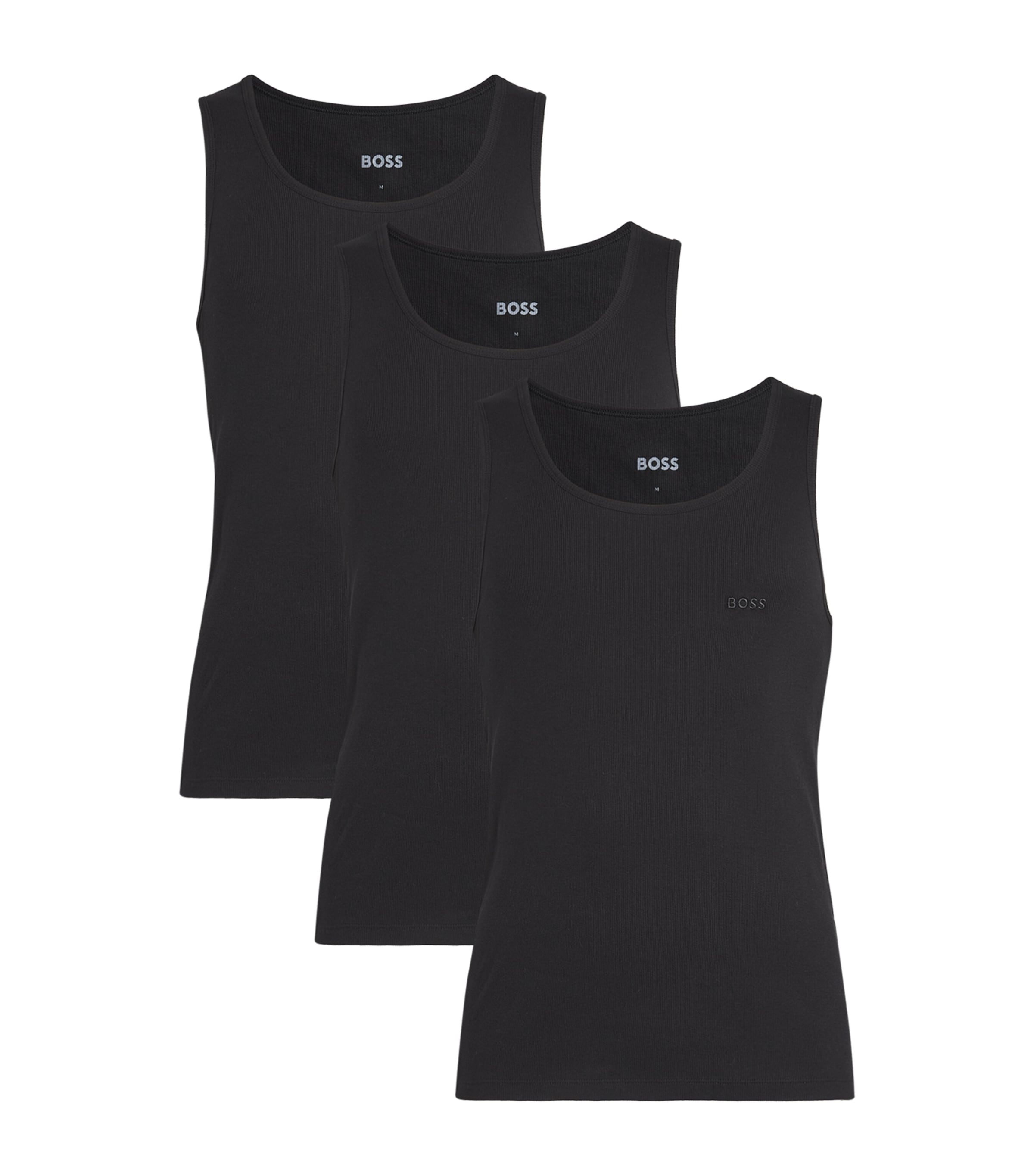 Cotton Logo Tank Top (Pack of 3) 001-BLACK Image 1