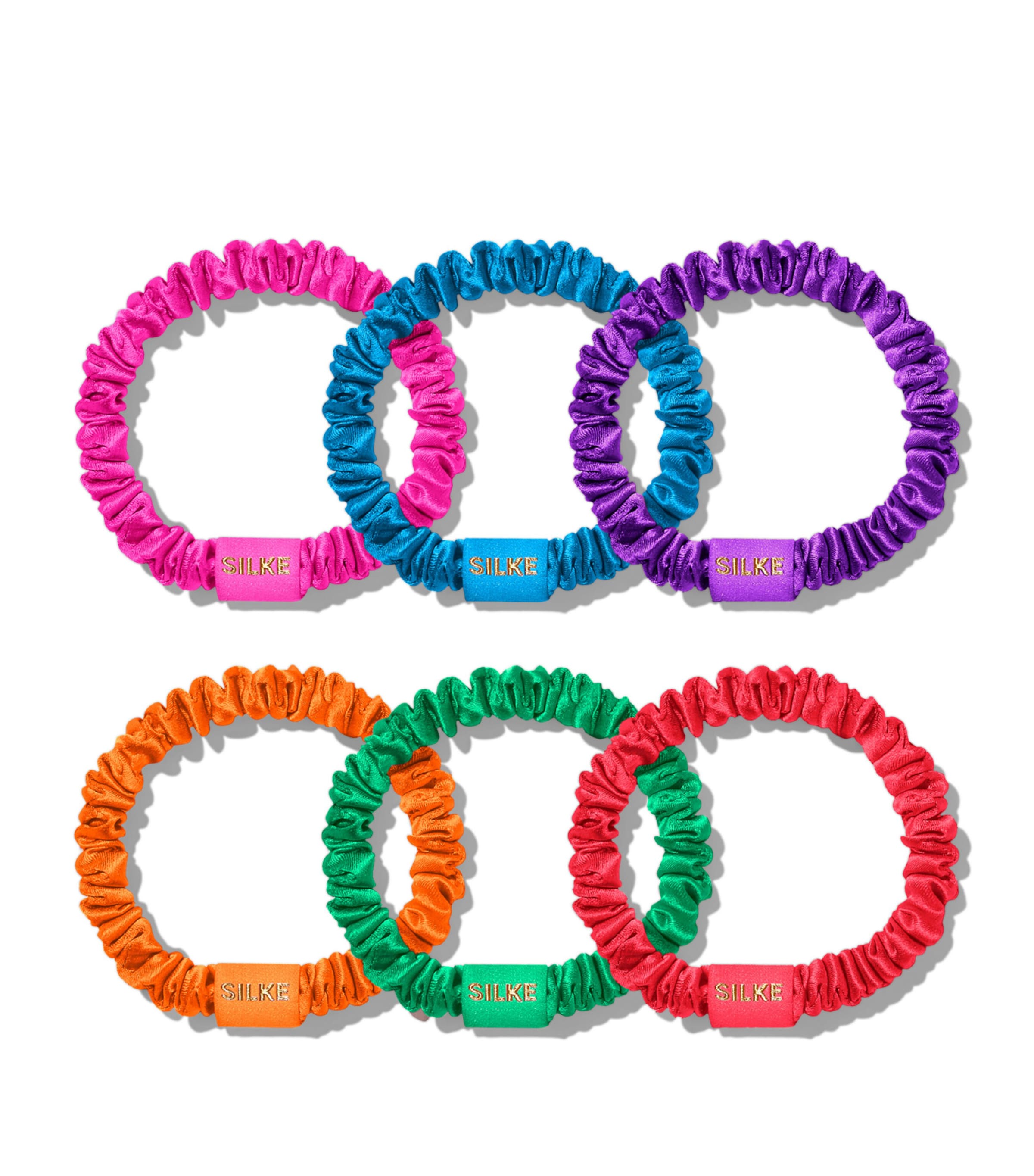 Mulberry Silk Hair Ties (Set of 6) MULTI-COLOURED JEWEL TONES Image 1