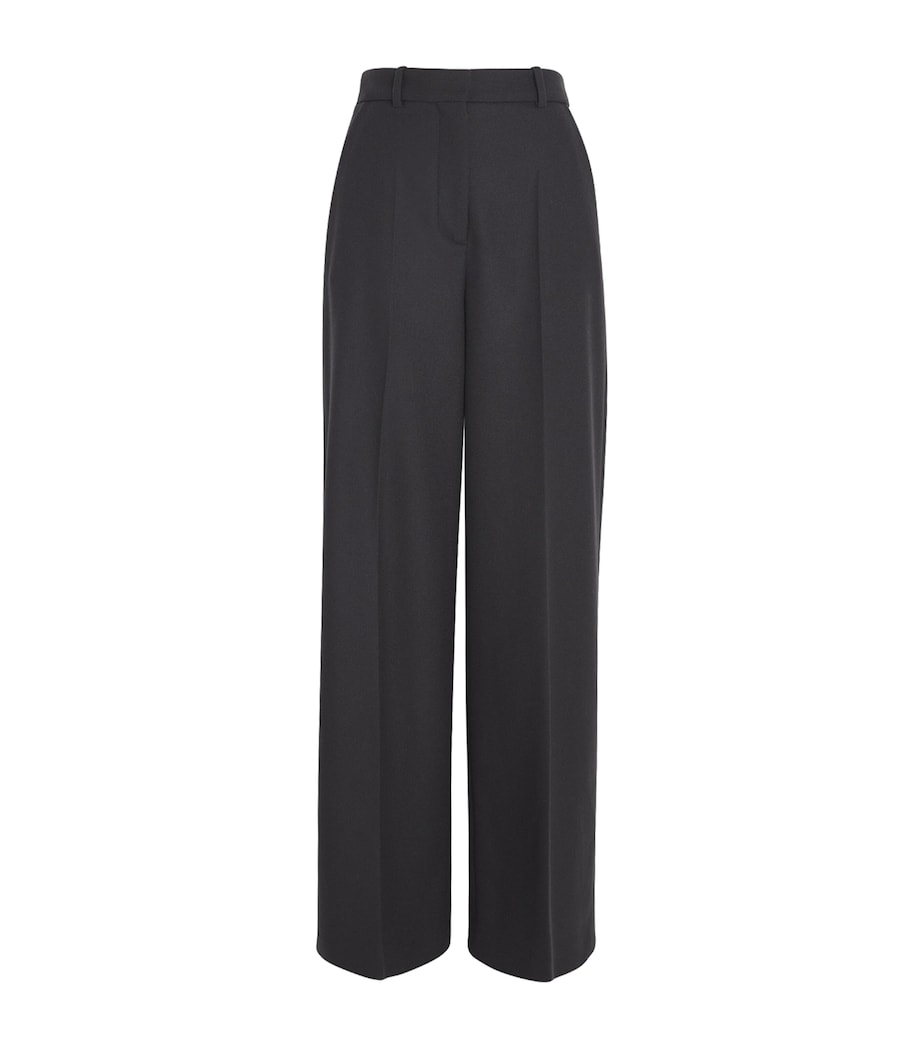 Virgin Wool-Blend Flannel Alana Trousers DARK SMOKE Image 1