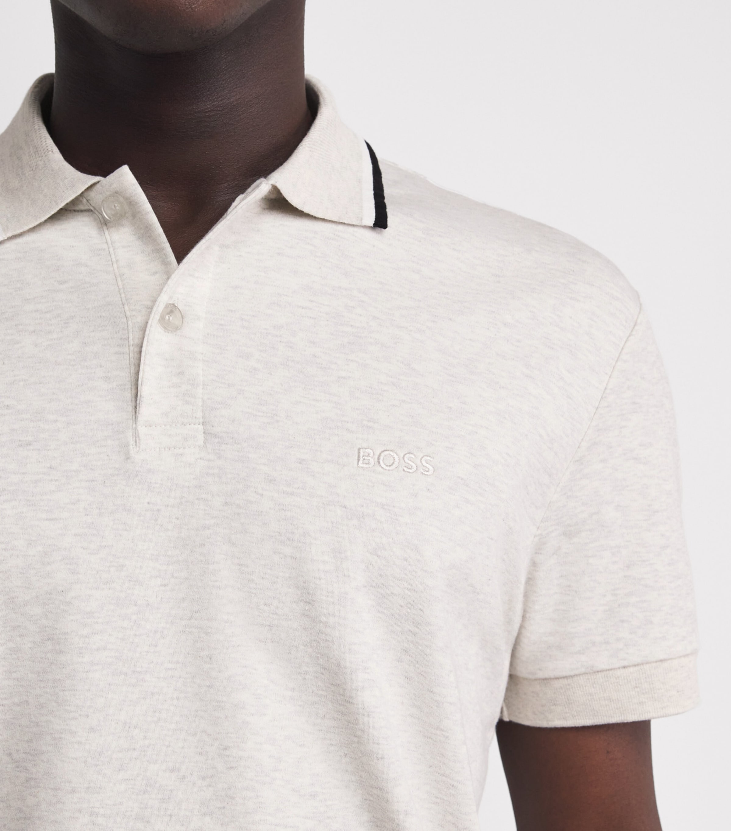 BOSS Mens Cotton Paddy Polo Shirt Silver Image 3
