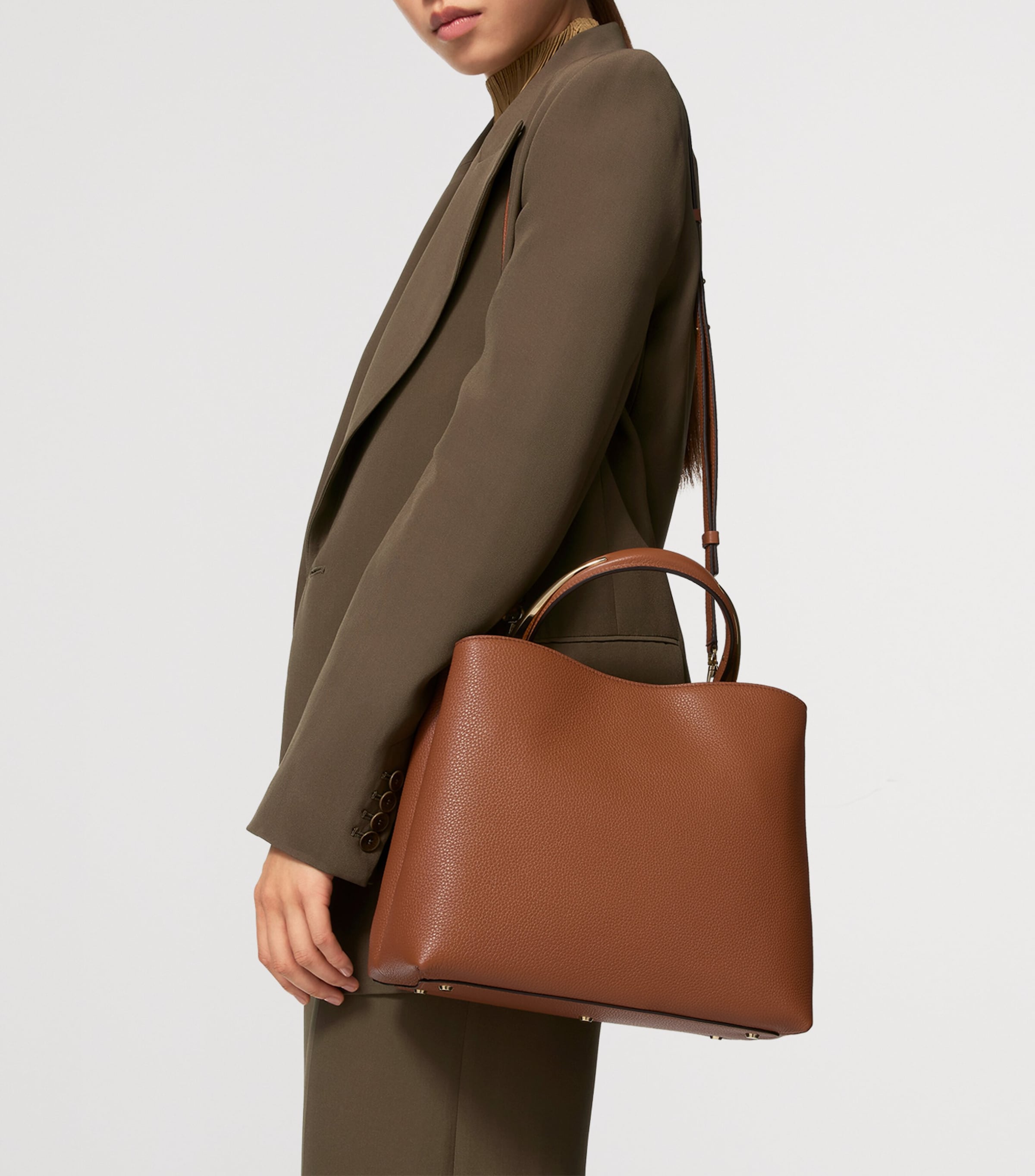 Cartier Brown Medium Calfskin Panthère de Cartier Top-Handle Bag