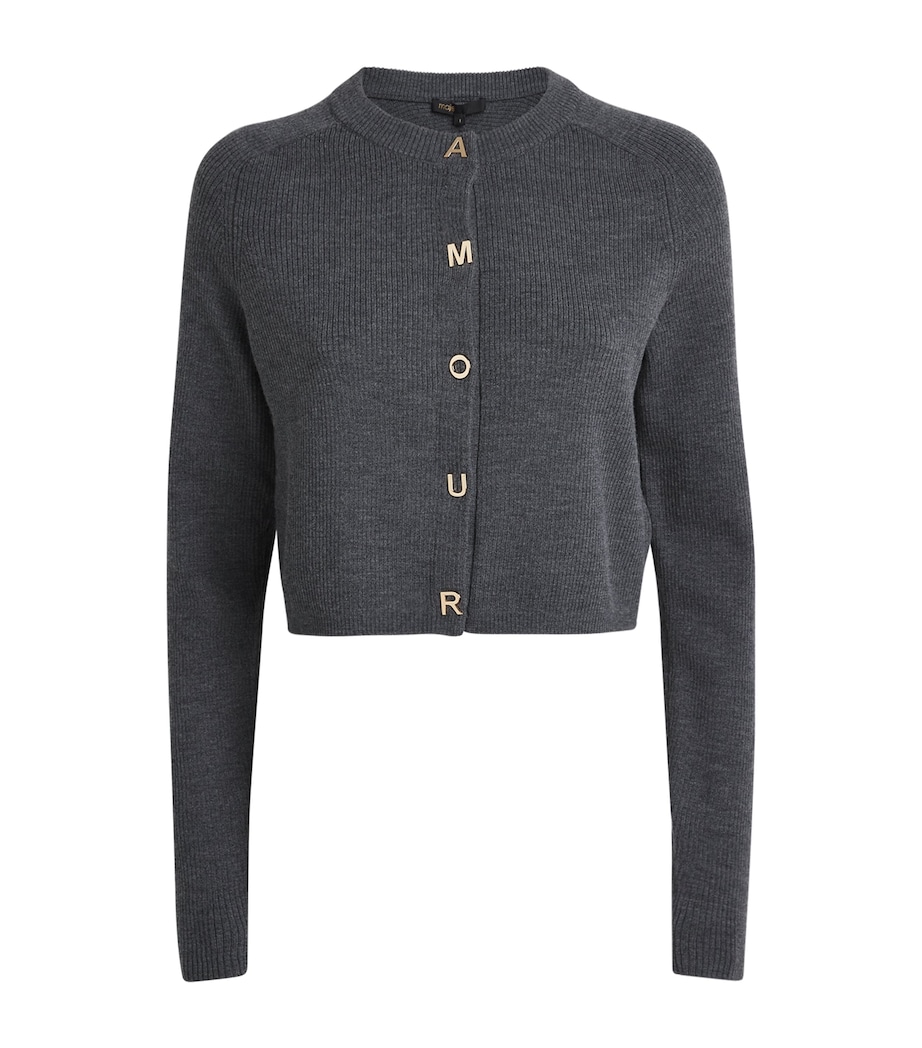 Wool Rib-Knit Cardigan GREY Image 1