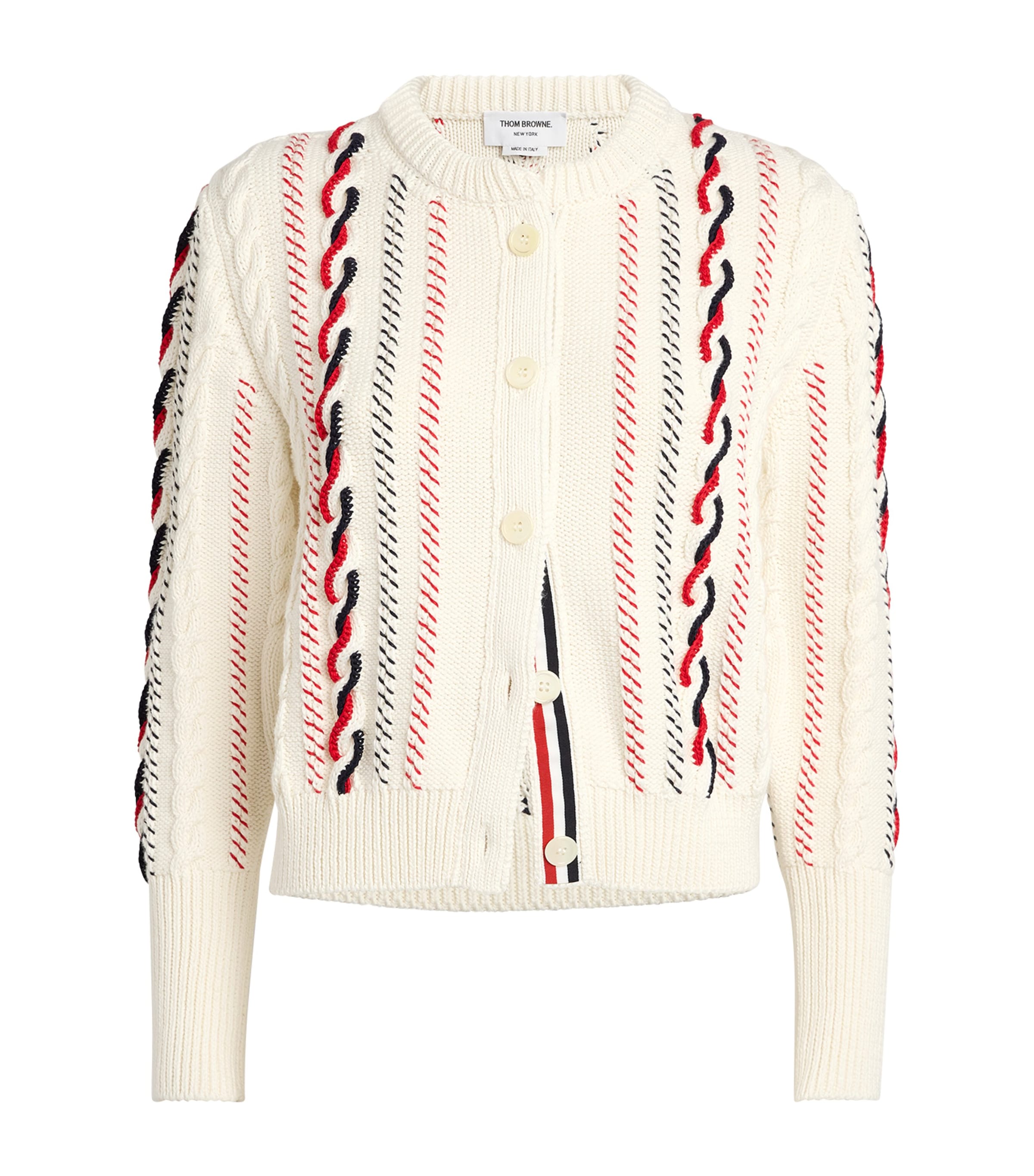 Thom Browne Cable-knit Buttoned Cardigan In White