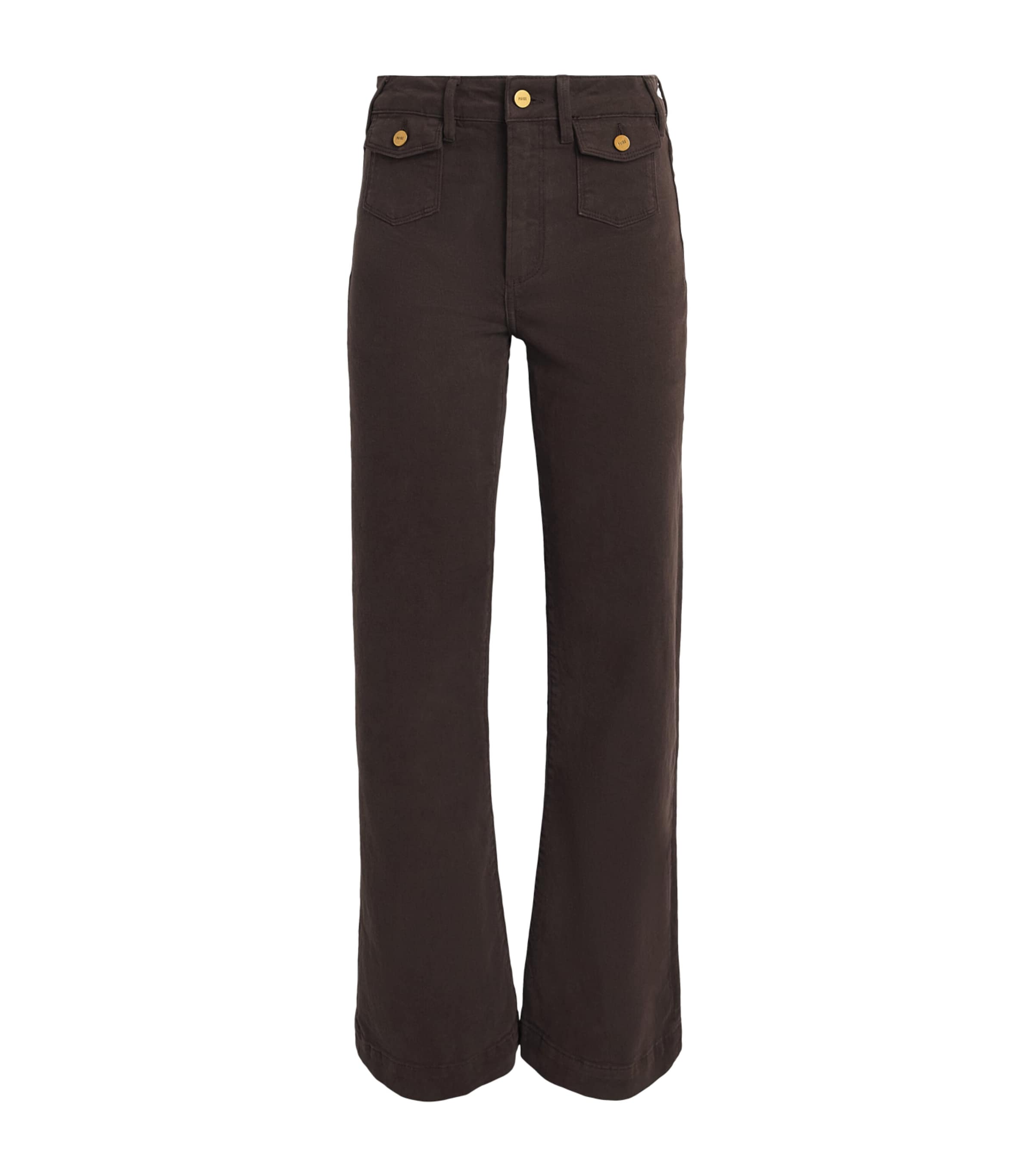 PAIGE Womens Leenah Wide-Leg Jeans Rich Chocolate Image 1