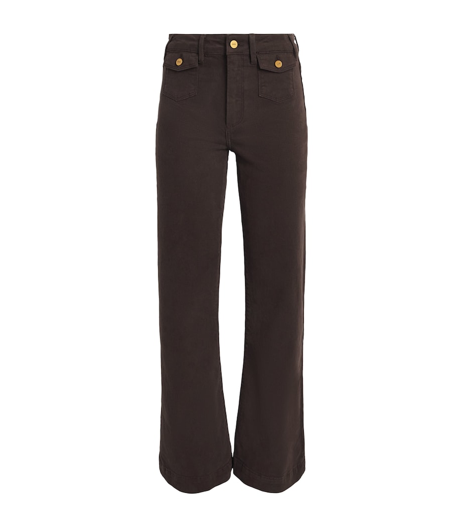 PAIGE Womens Leenah Wide-Leg Jeans Rich Chocolate Image 1