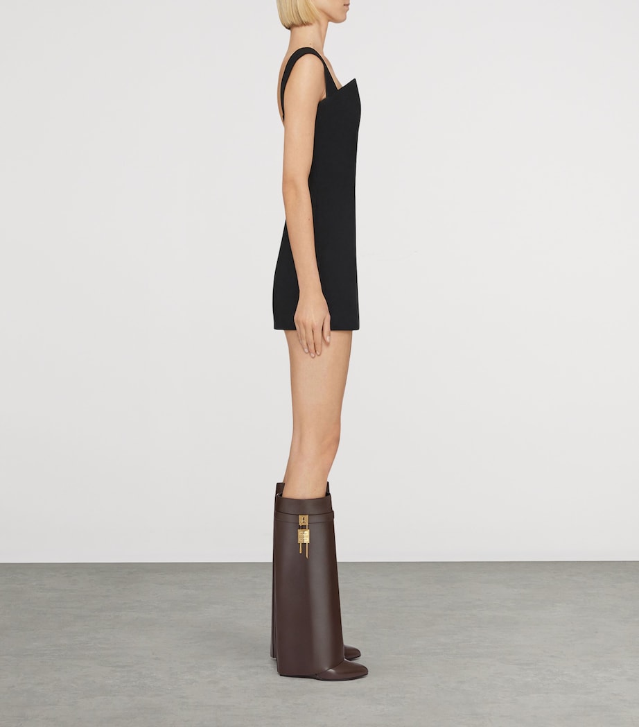 Leather Shark Lock Knee-High Boots 90 MID BROWN Image 6