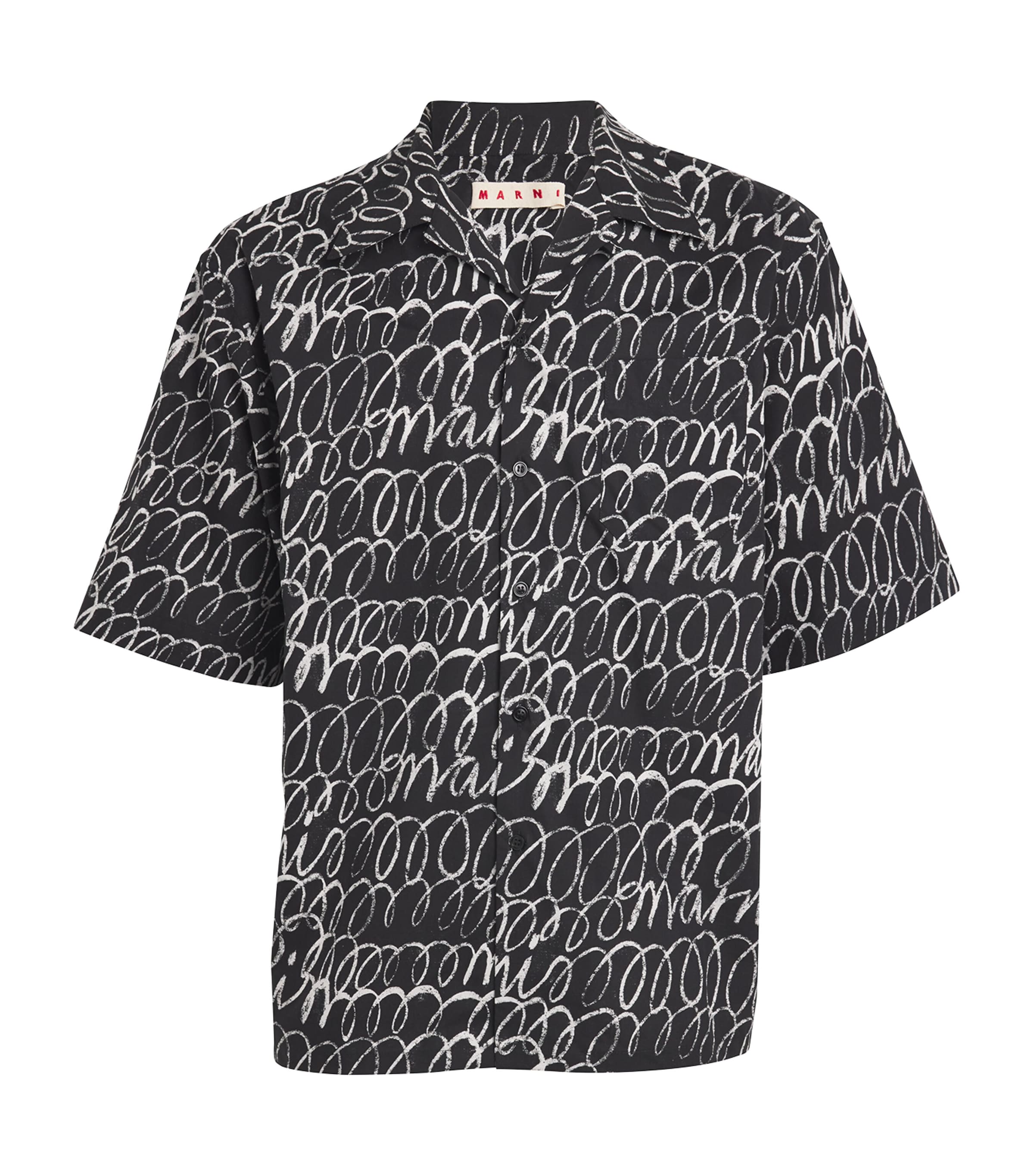 Shop Marni Cotton Printed Bowling Shirt In Black