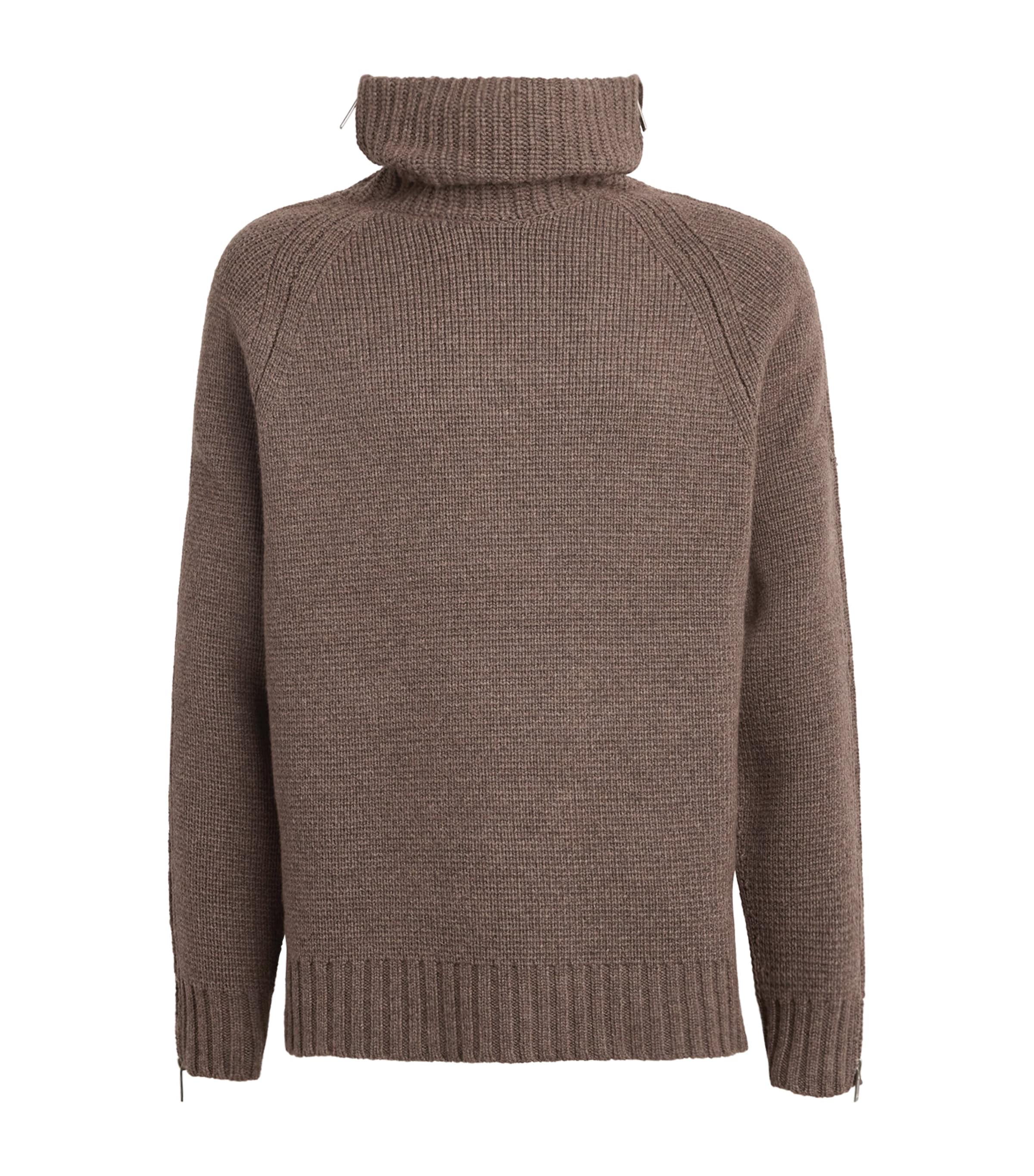 Shop Helmut Lang Wool-blend Rollneck Sweater In Brown