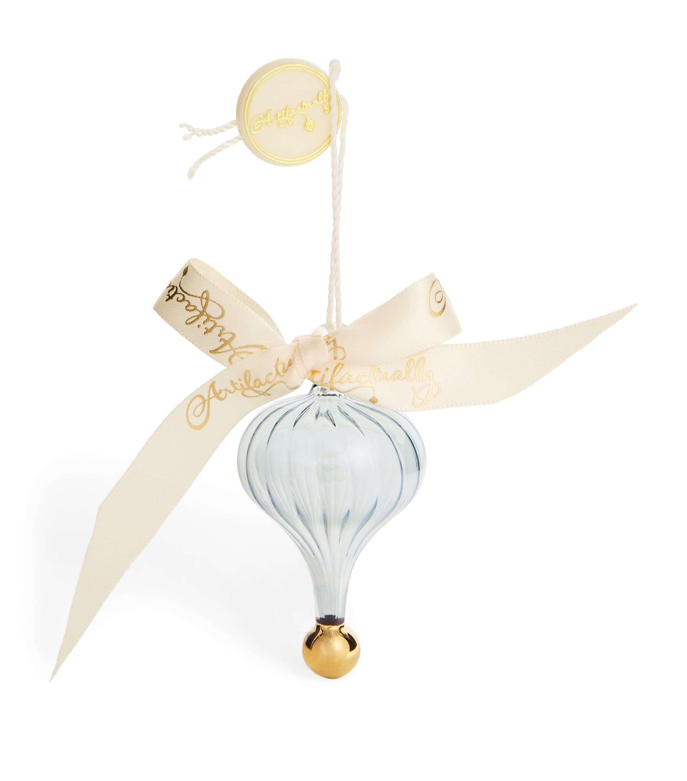 ARTIFACTUALLY GLASS SWIRL CONE DROP TREE DECORATION 