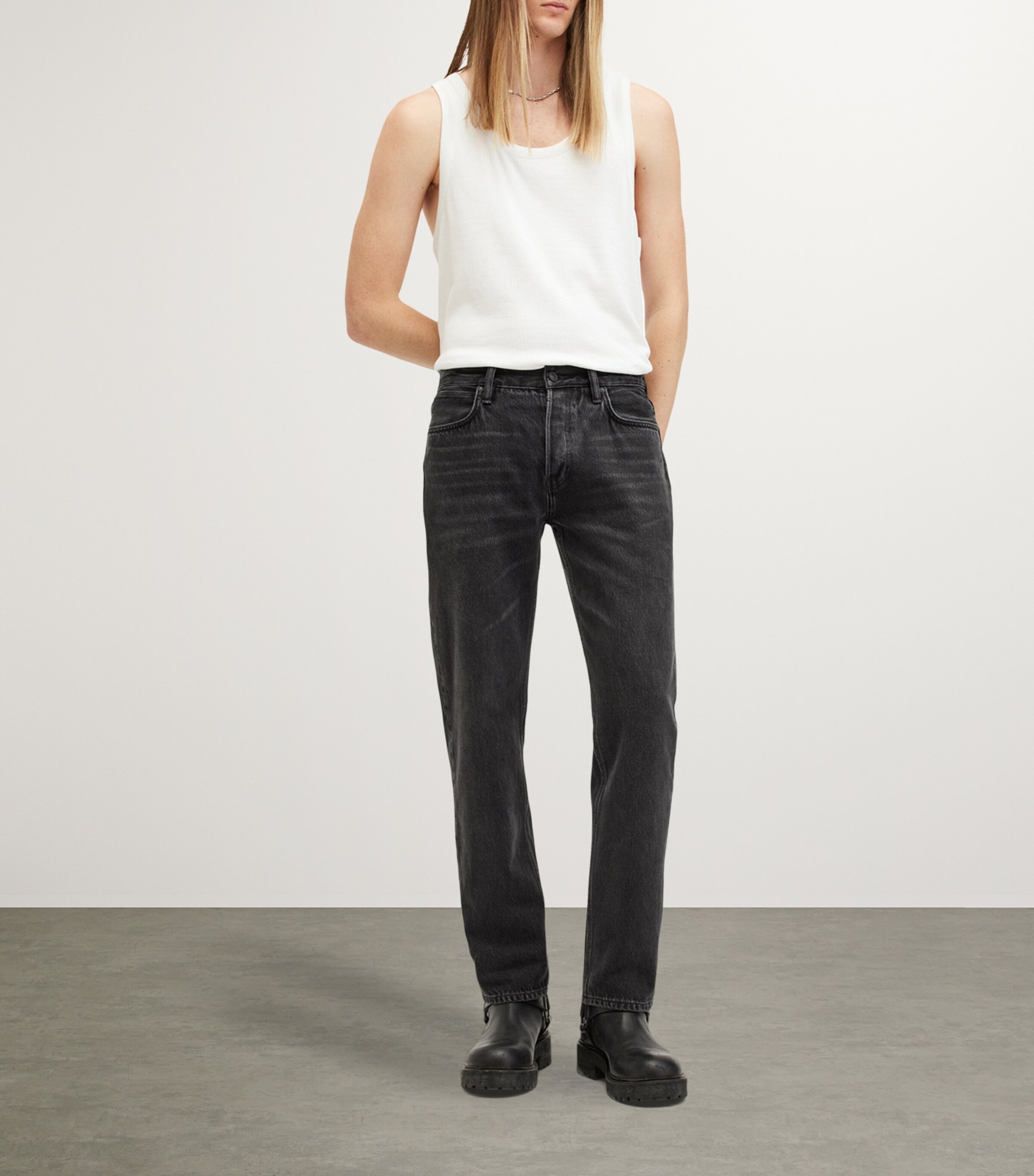 AllSaints Mens Reid Straight Jeans Black Image 2