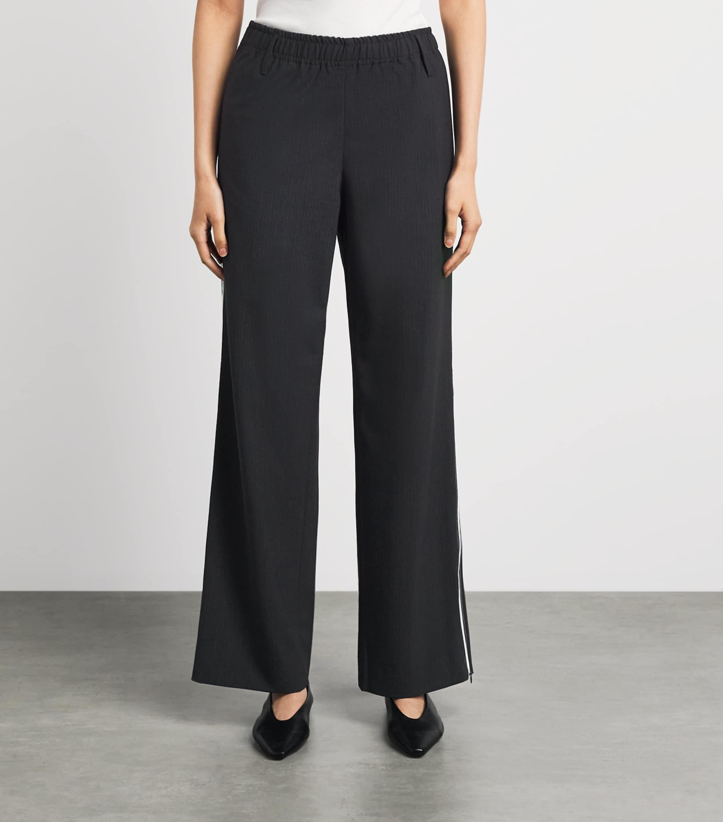 Herskind Womens Pinstripe Davi Wide-Leg Trousers Grey Pinstripe Image 4