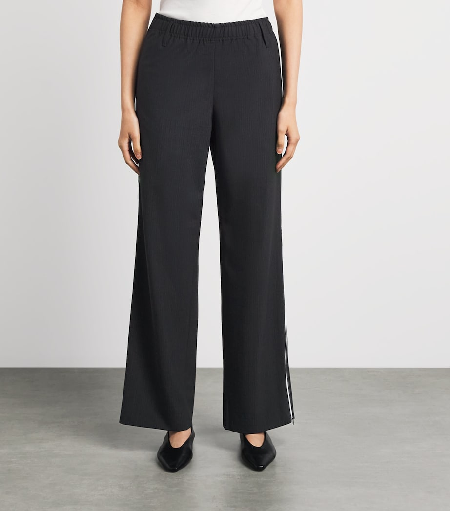Herskind Womens Pinstripe Davi Wide-Leg Trousers Grey Pinstripe Image 4