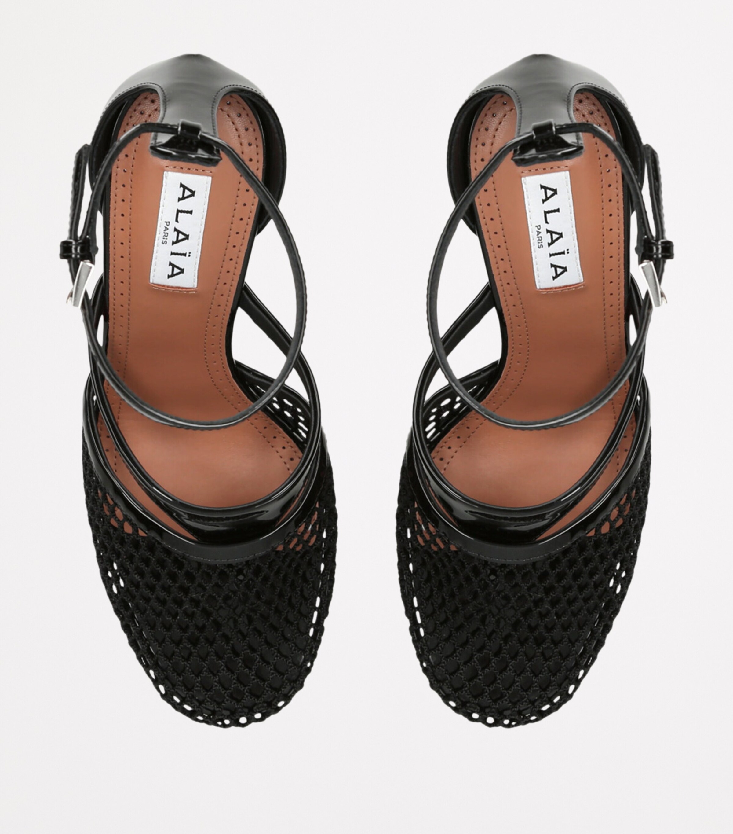 Alaïa Infradito Fishnet Ankle-Strap Heels 90 Black Image 4