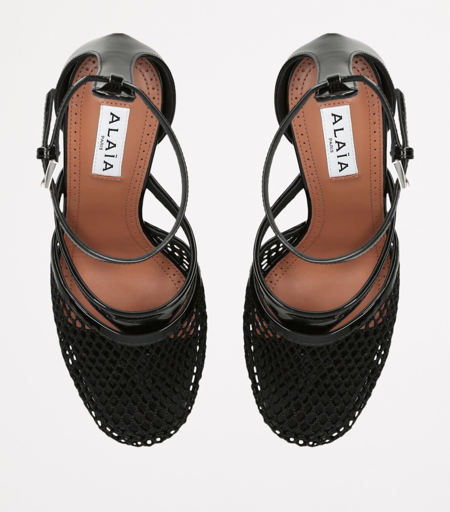 Infradito Fishnet Ankle-Strap Heels 90 BLACK Image 4