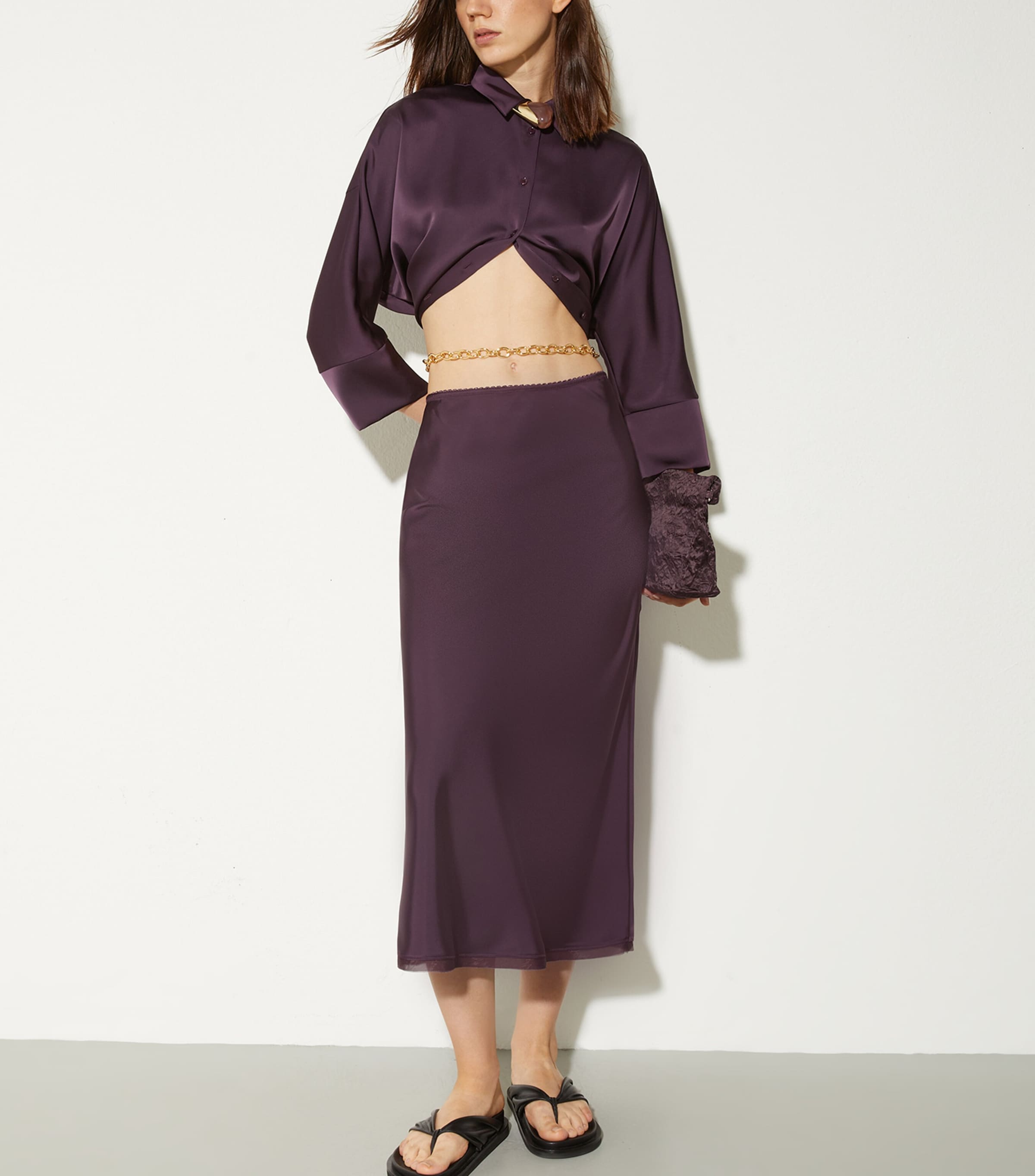 MAX&Co. Womens Satin Shirt Aubergine Image 4