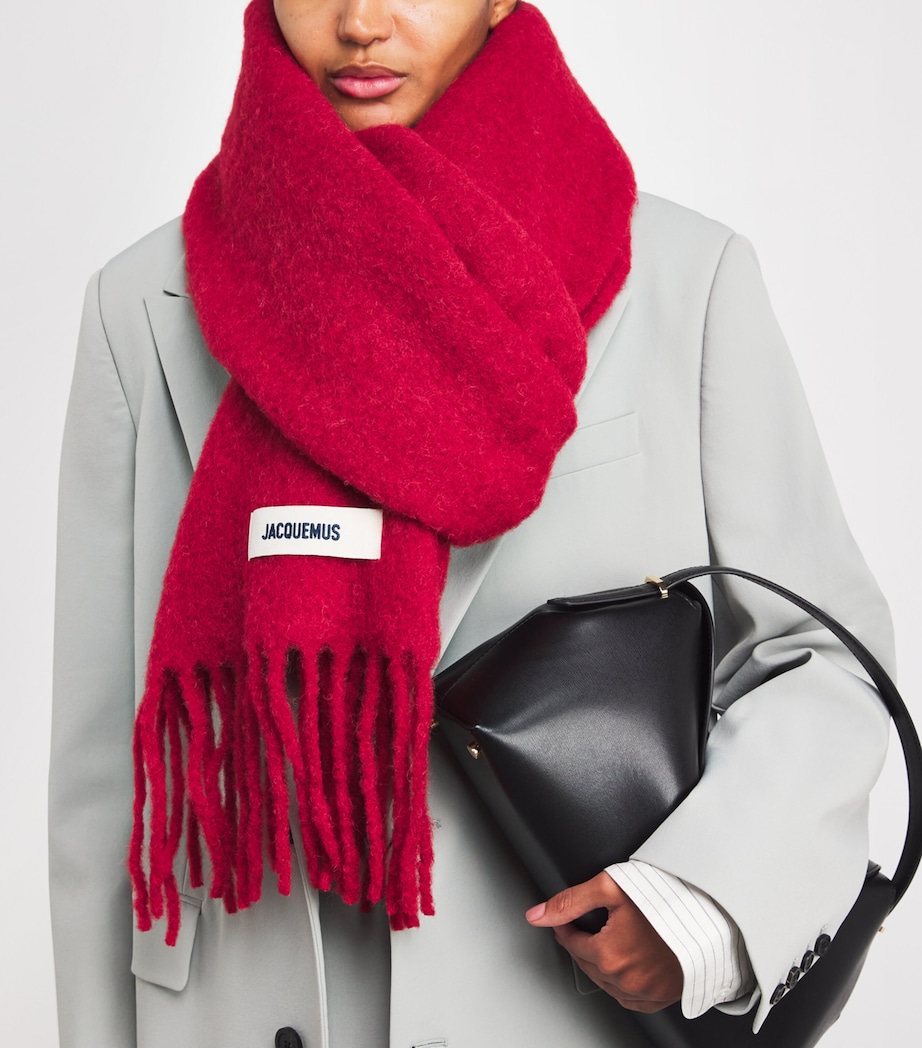 Mohair-Wool-Blend Carro Scarf 480 DARK RED Image 2