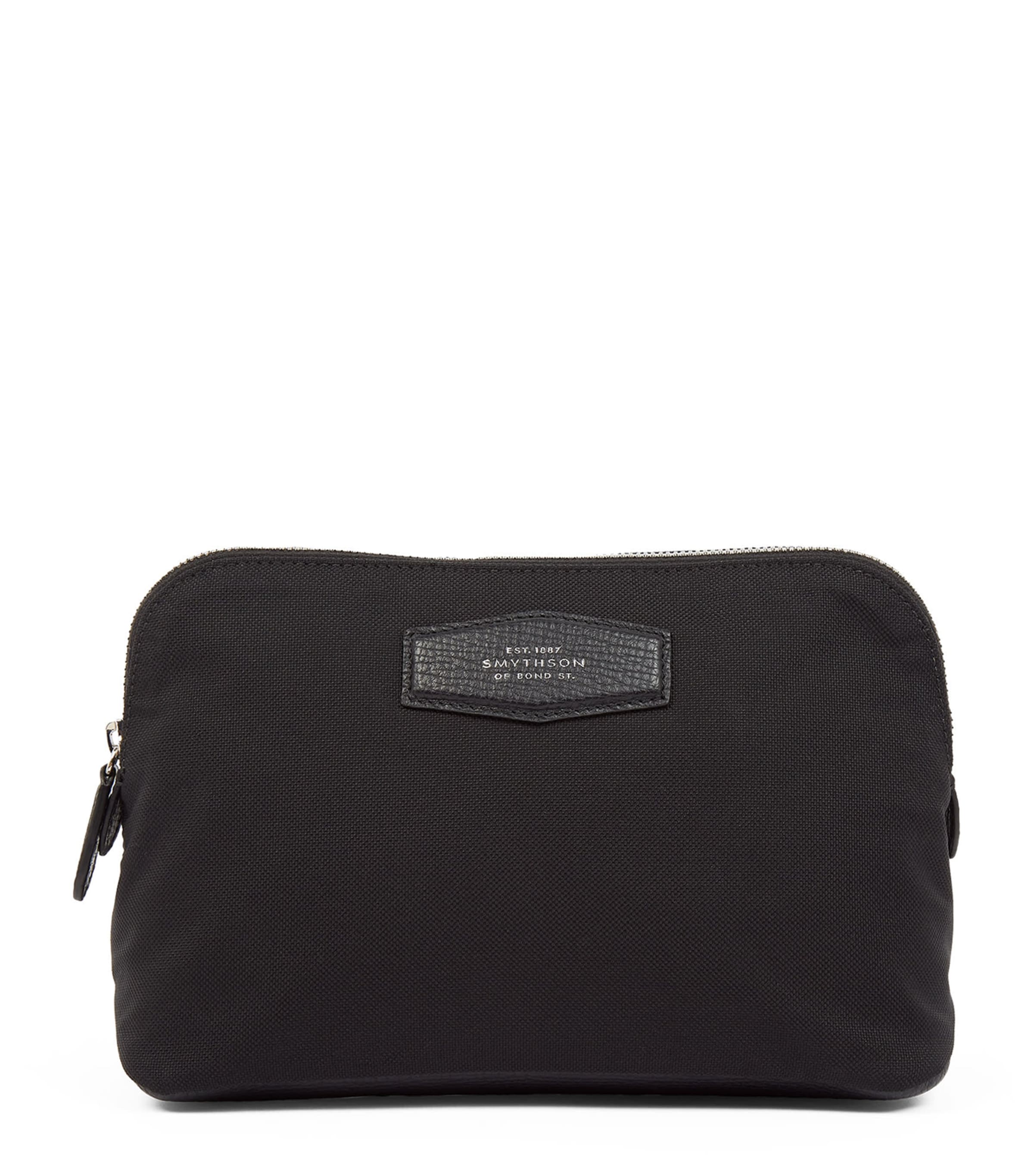 Smythson Canvas Wash Bag Black Image 1
