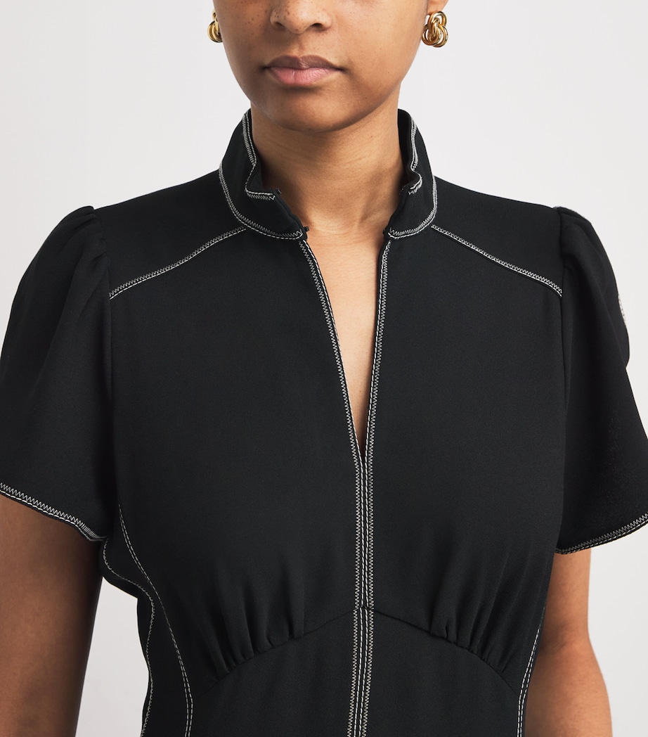 Topstitched Midi Dress BLACK Image 4