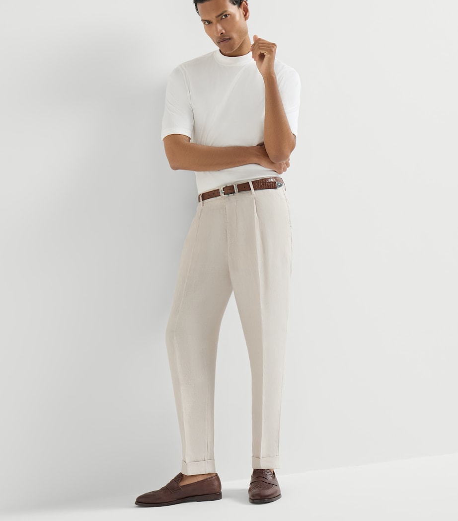 Brunello Cucinelli Mens Linen Pleated Trousers Image 4