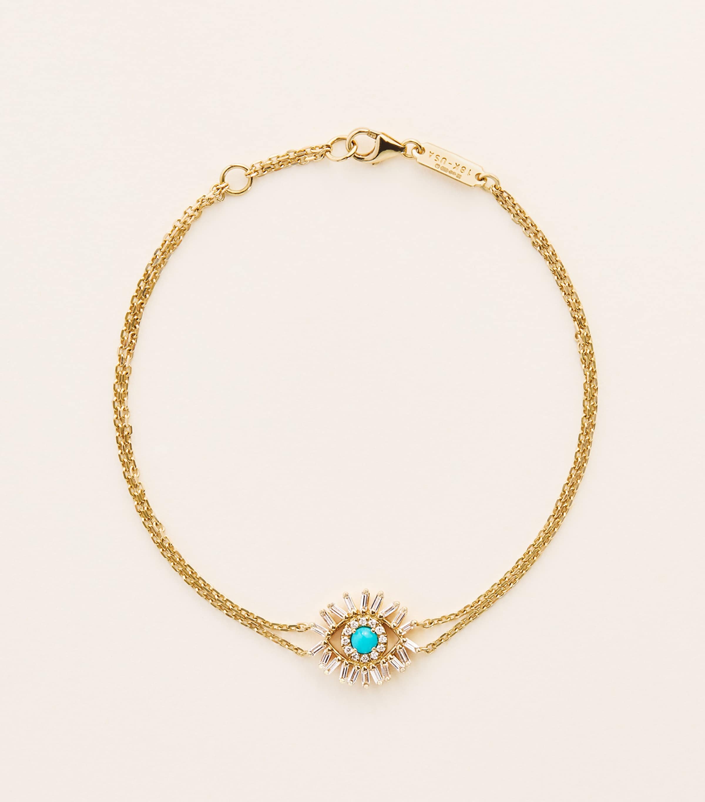 Suzanne Kalan Yellow Gold, Diamond and Turquoise Evil Eye Chain Bracelet Yg/turq Image 1