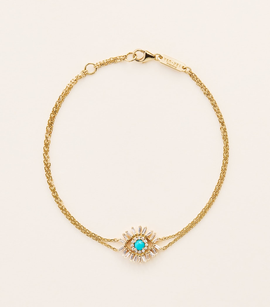 Suzanne Kalan Yellow Gold, Diamond and Turquoise Evil Eye Chain Bracelet Yg/turq Image 1