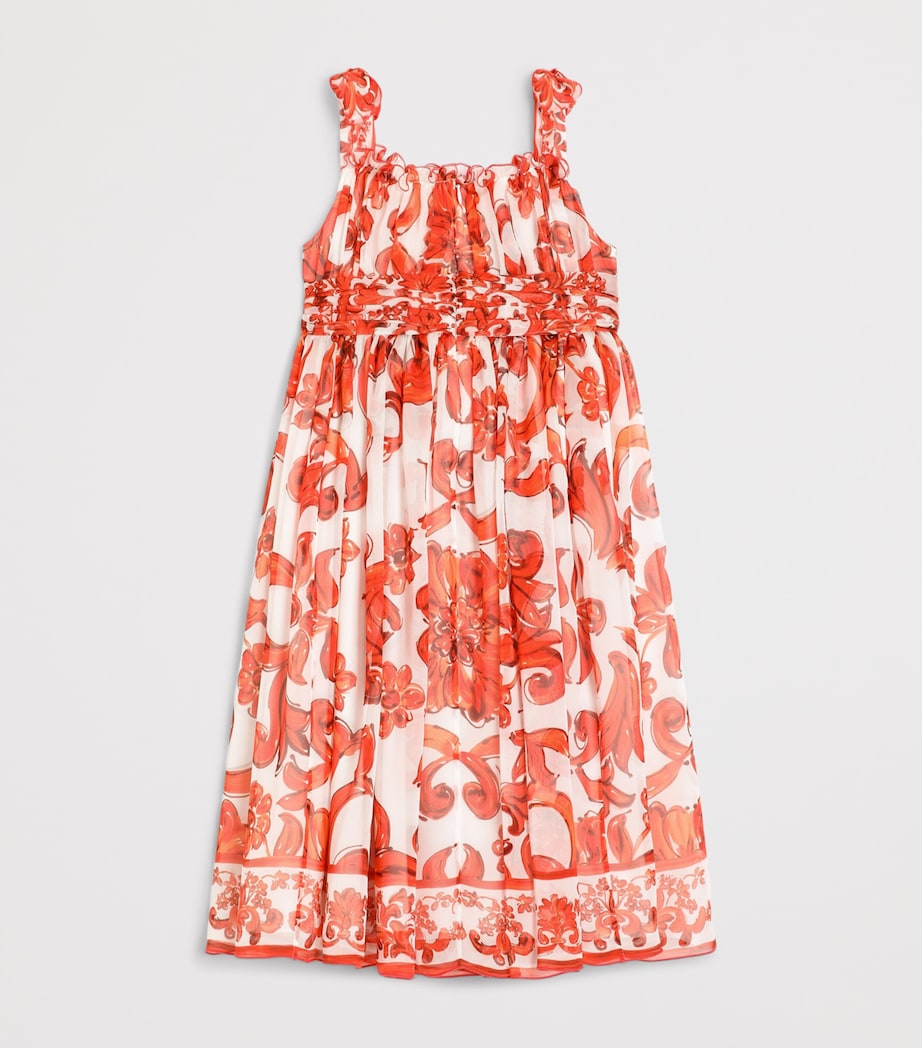 Dolce&Gabbana Kids Silk Majolica Print Dress (8-12+ Years) Mix Maiolica L Image 2