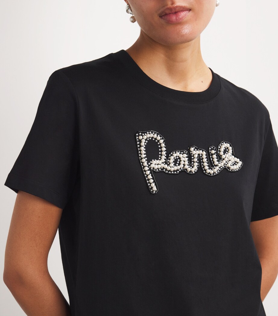 Cotton Paris-Embellished T-Shirt BLACK Image 6