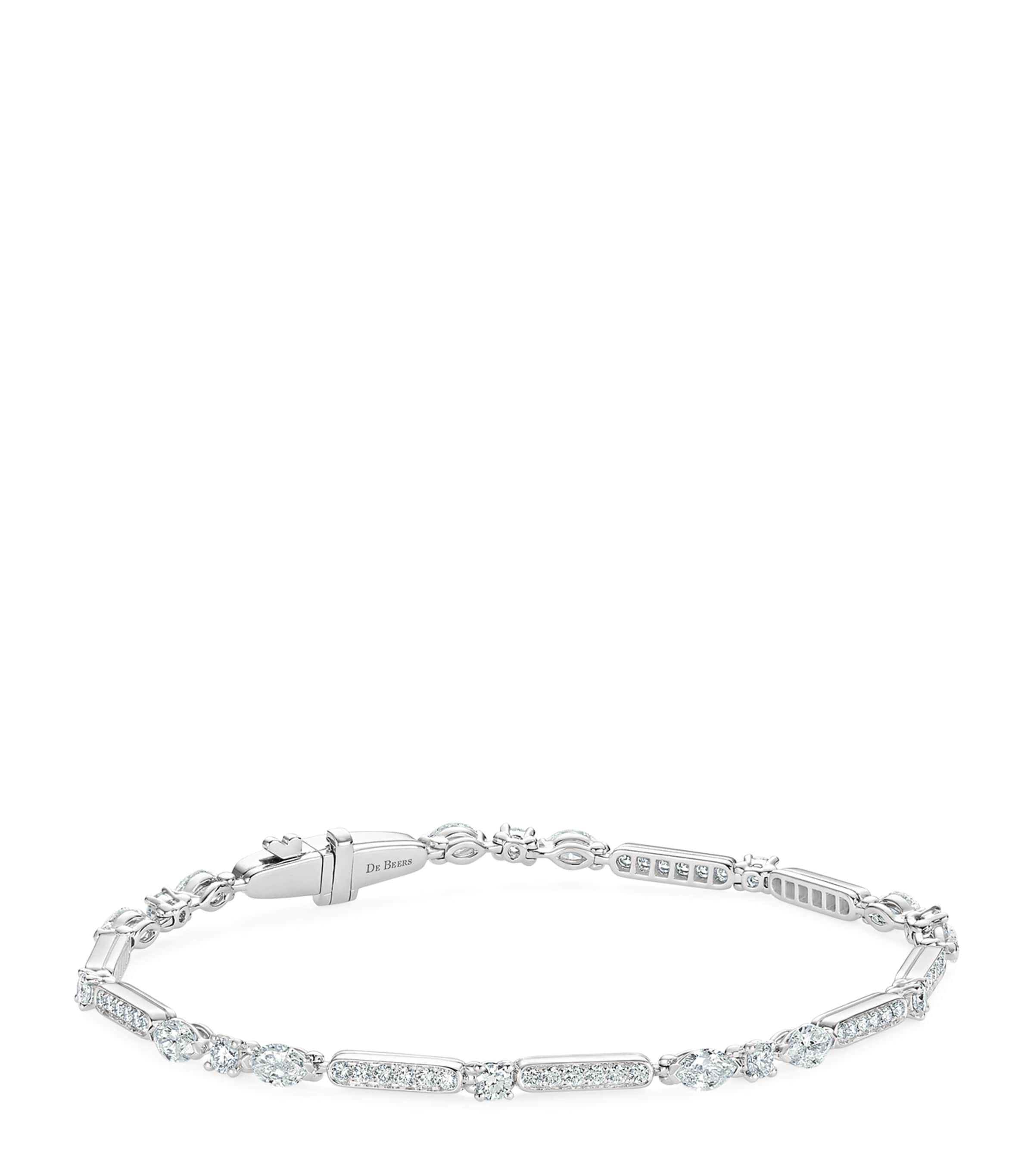 De Beers White Gold And Diamond Snow Dance Bracelet In Silver