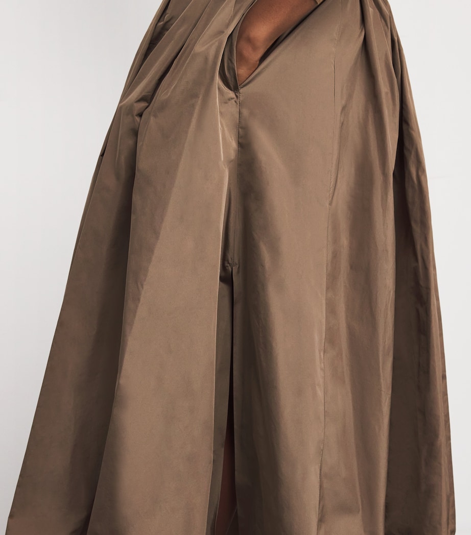 Taffeta Water-Repellent Pleated Maxi Skirt CAMEL Image 6