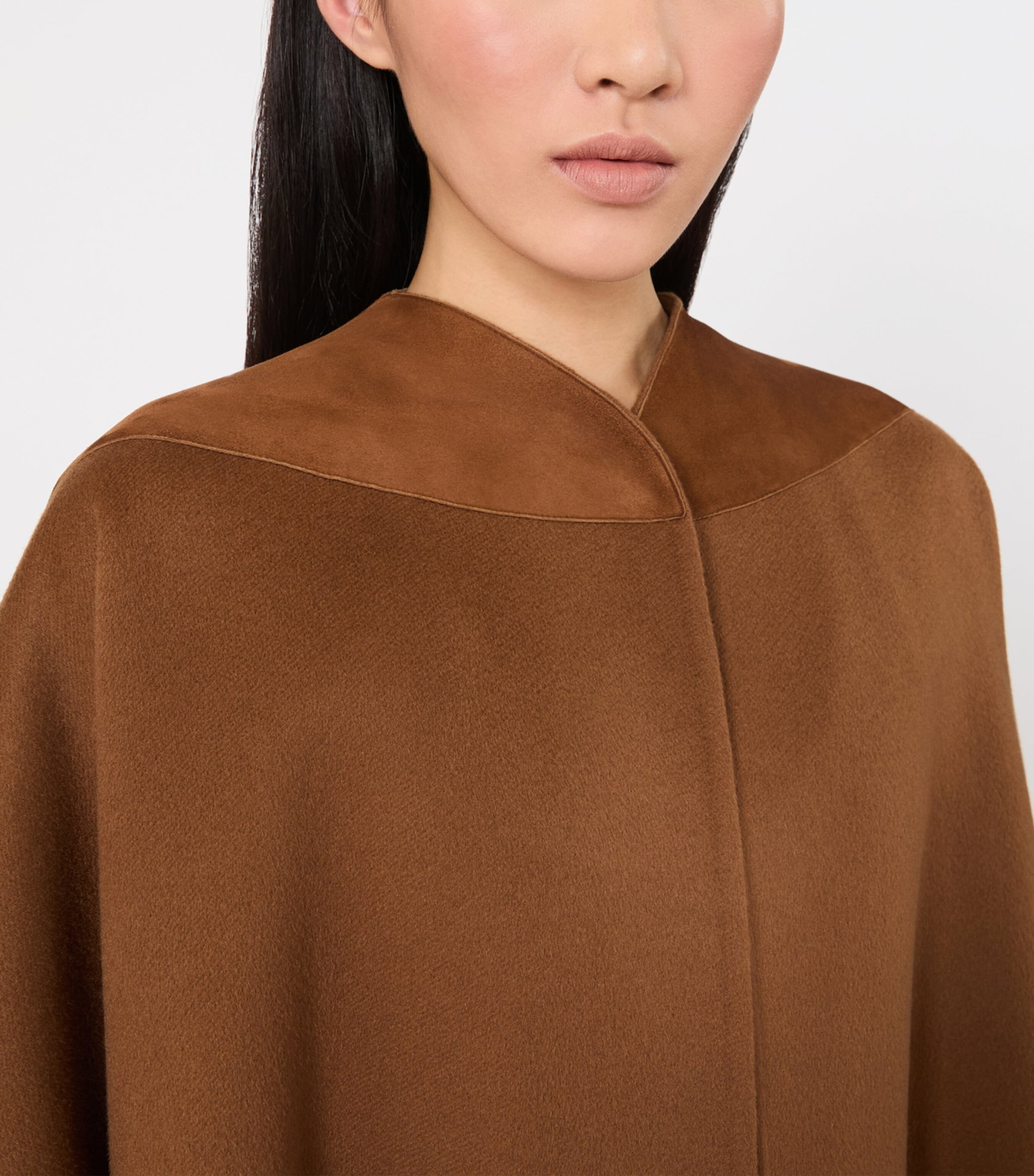 Max Mara Womens Cashmere Long Cape Coat Camel Image 5