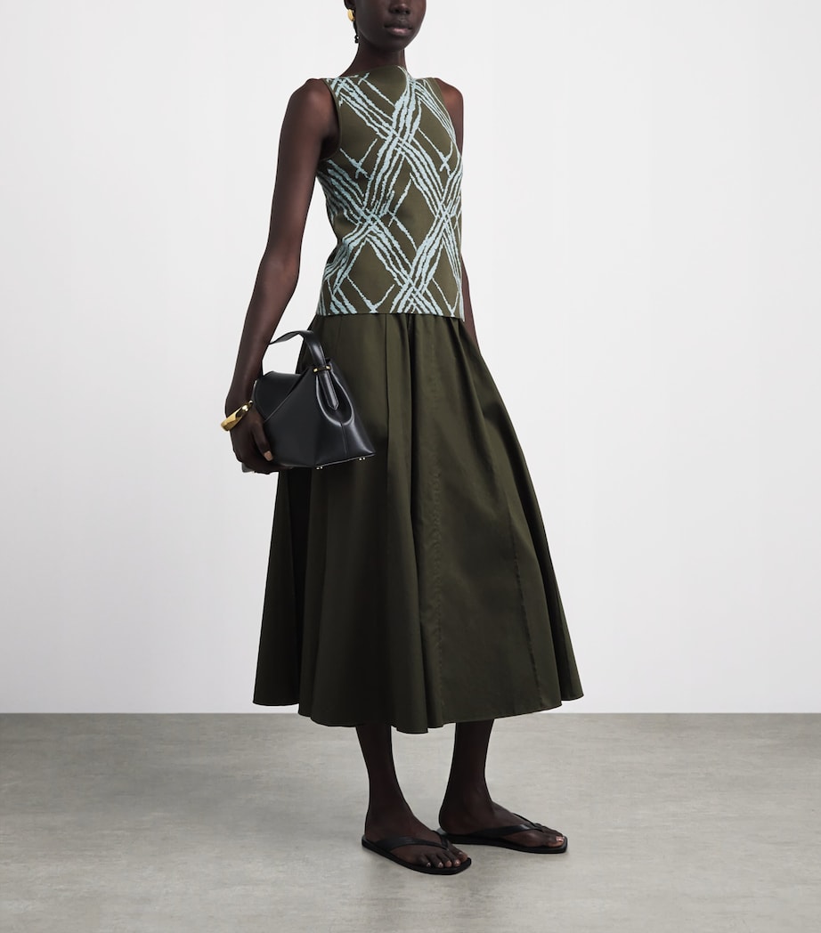 Joseph Womens Cotton-Blend Check Aouda Top Palm Leaf/chambray Image 2