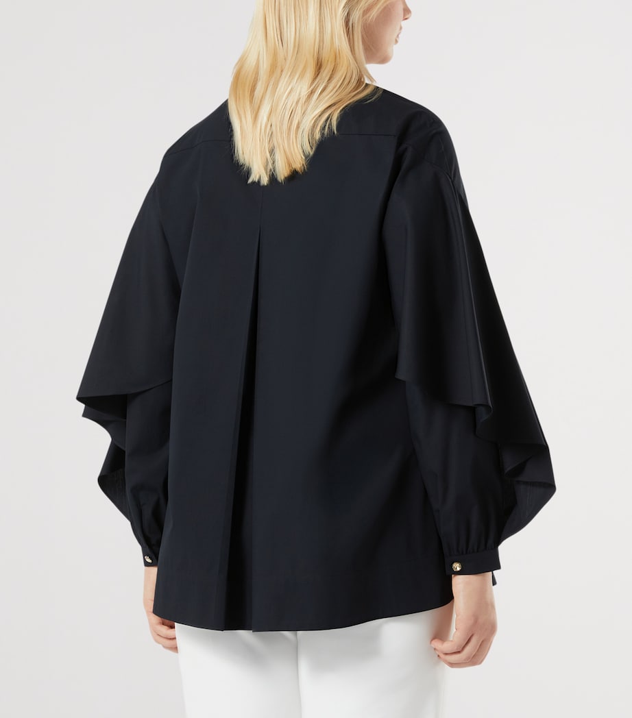 Marina Rinaldi Womens Cotton V-Neck Blouse Black Image 3