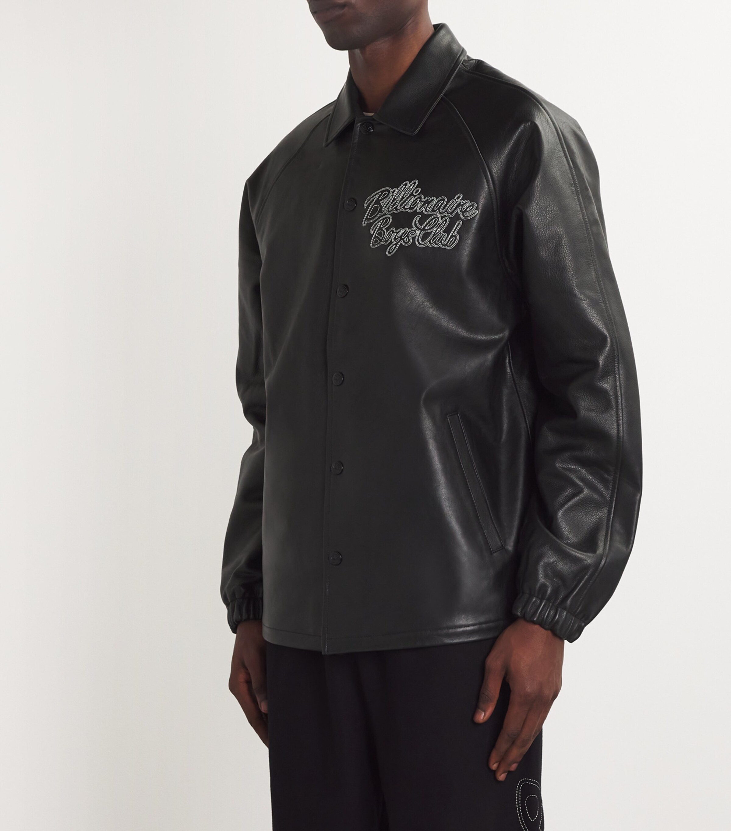 Billionaire Boys Club Mens Leather Collared Jacket Black Image 3